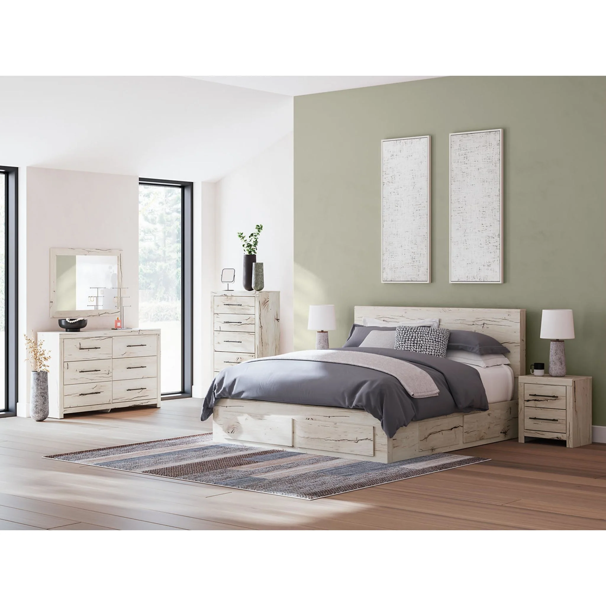 Lawroy Platform Bed with 6 Drawer Storage - Light Natural - Image 36
