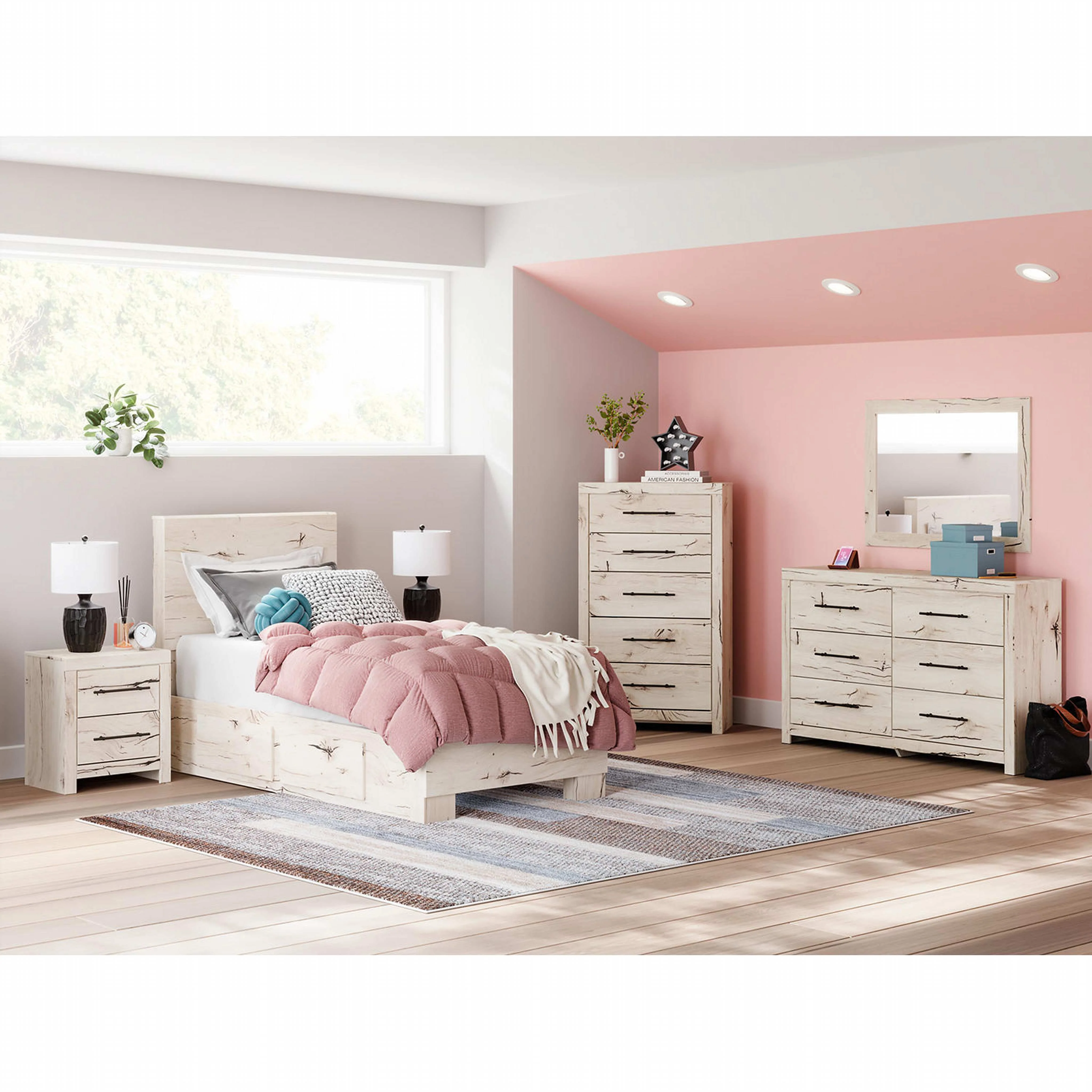 Lawroy Twin Panel Bed with 4 Drawer Storage - Light Natural - Image 13