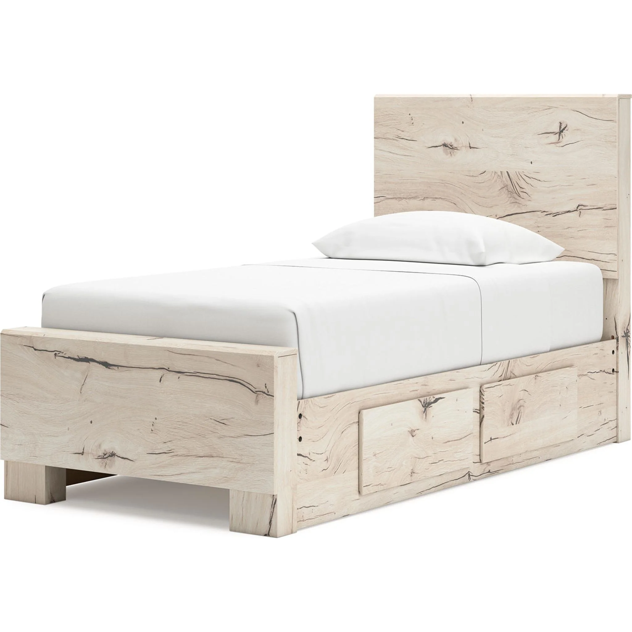Lawroy Twin Panel Bed with 4 Drawer Storage - Light Natural - Image 15
