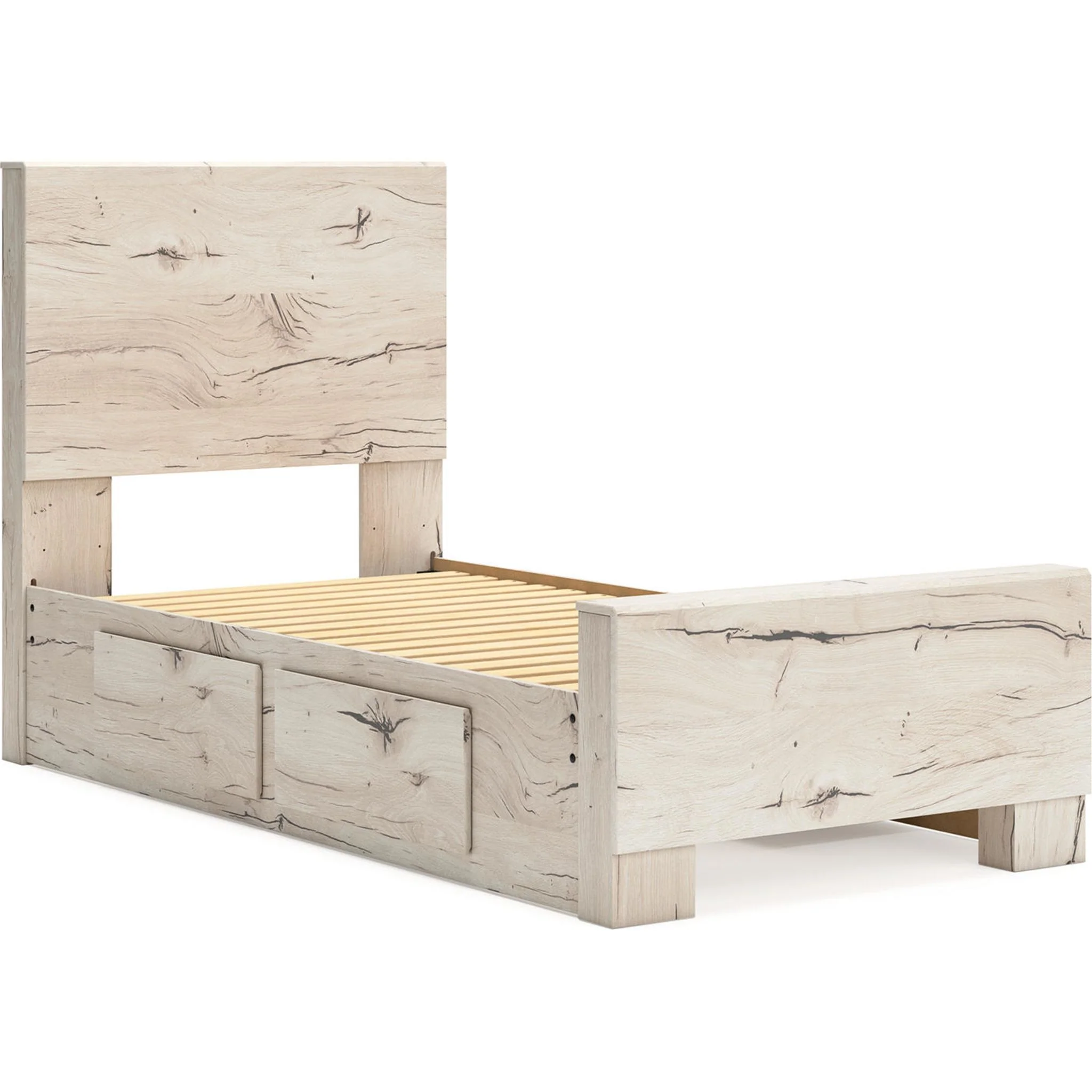 Lawroy Twin Panel Bed with 4 Drawer Storage - Light Natural - Image 16
