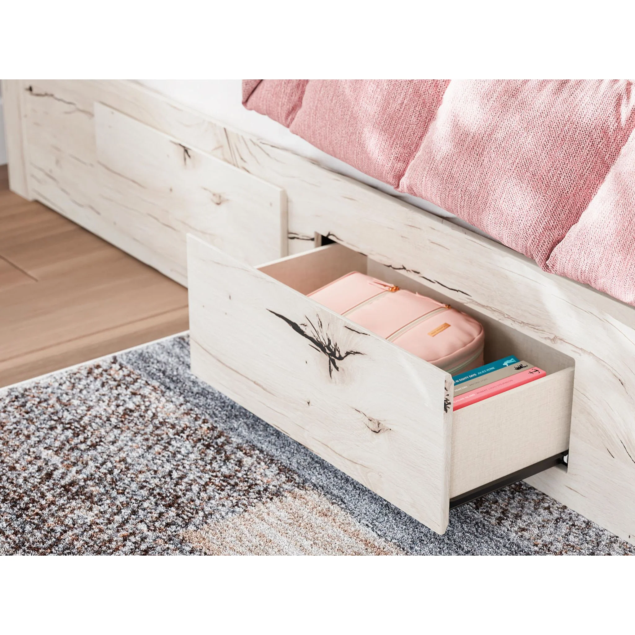 Lawroy Twin Panel Bed with 4 Drawer Storage - Light Natural - Image 19
