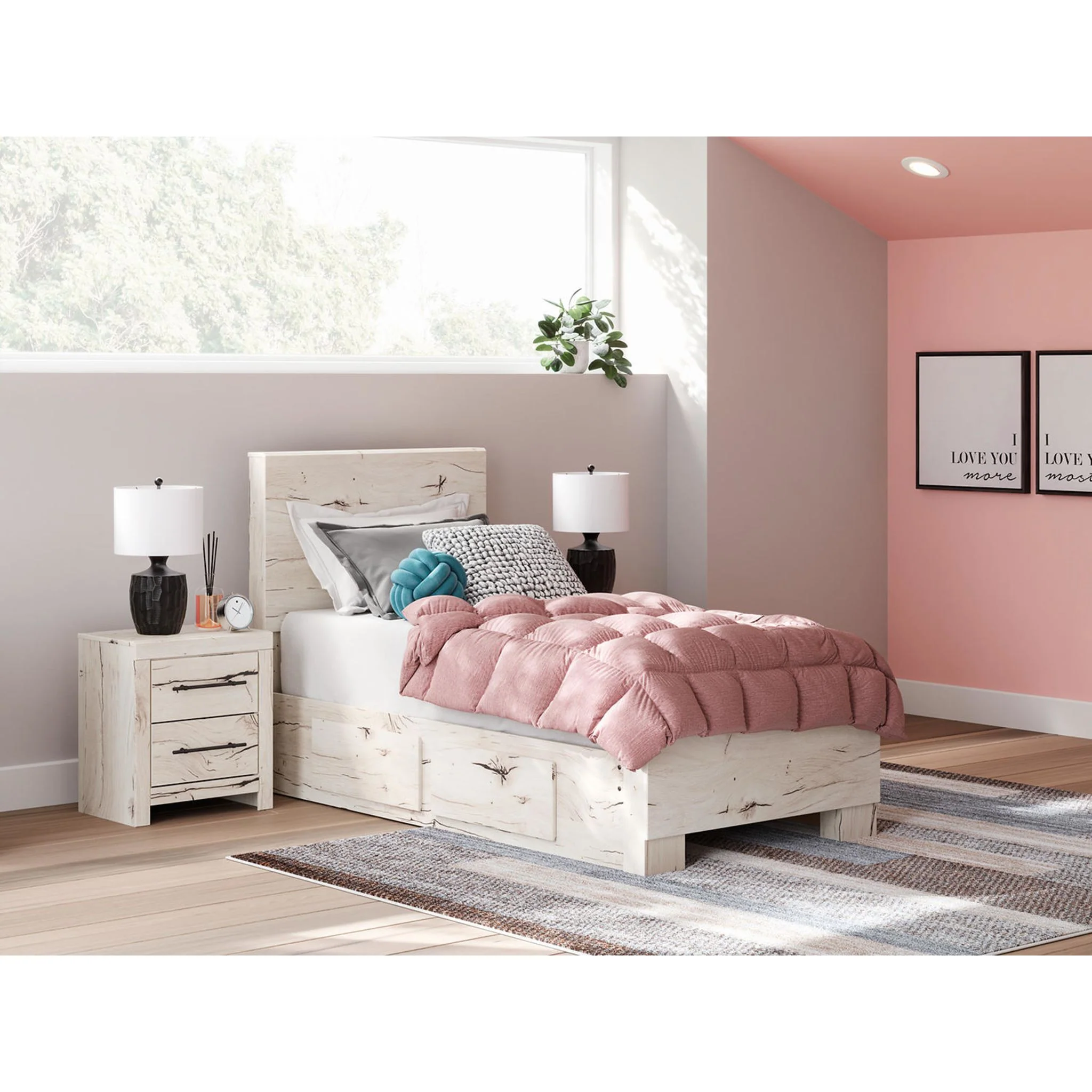 Lawroy Twin Panel Bed with 4 Drawer Storage - Light Natural - Image 23