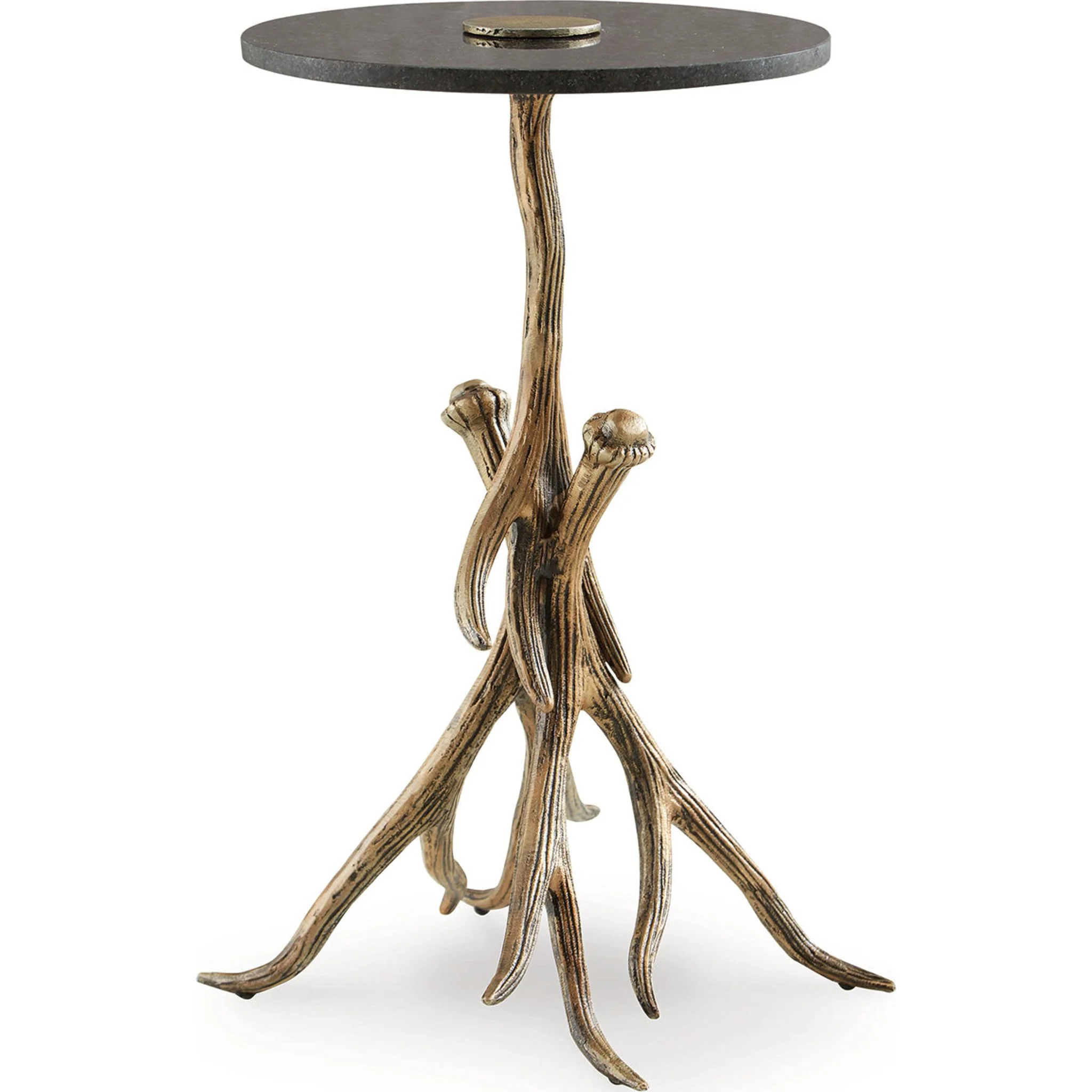 Lemkins Accent Table - Black/Antique Gold Finish