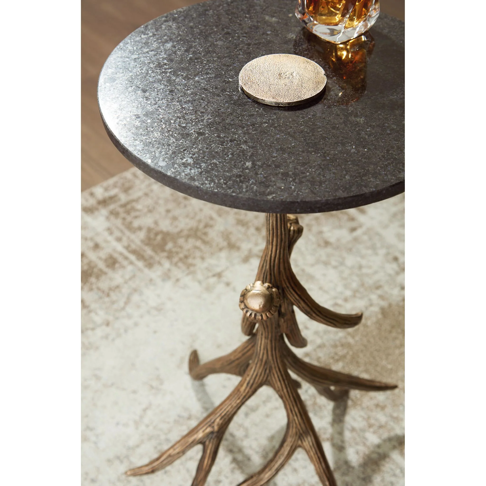 Lemkins Accent Table - Black/Antique Gold Finish - Image 6