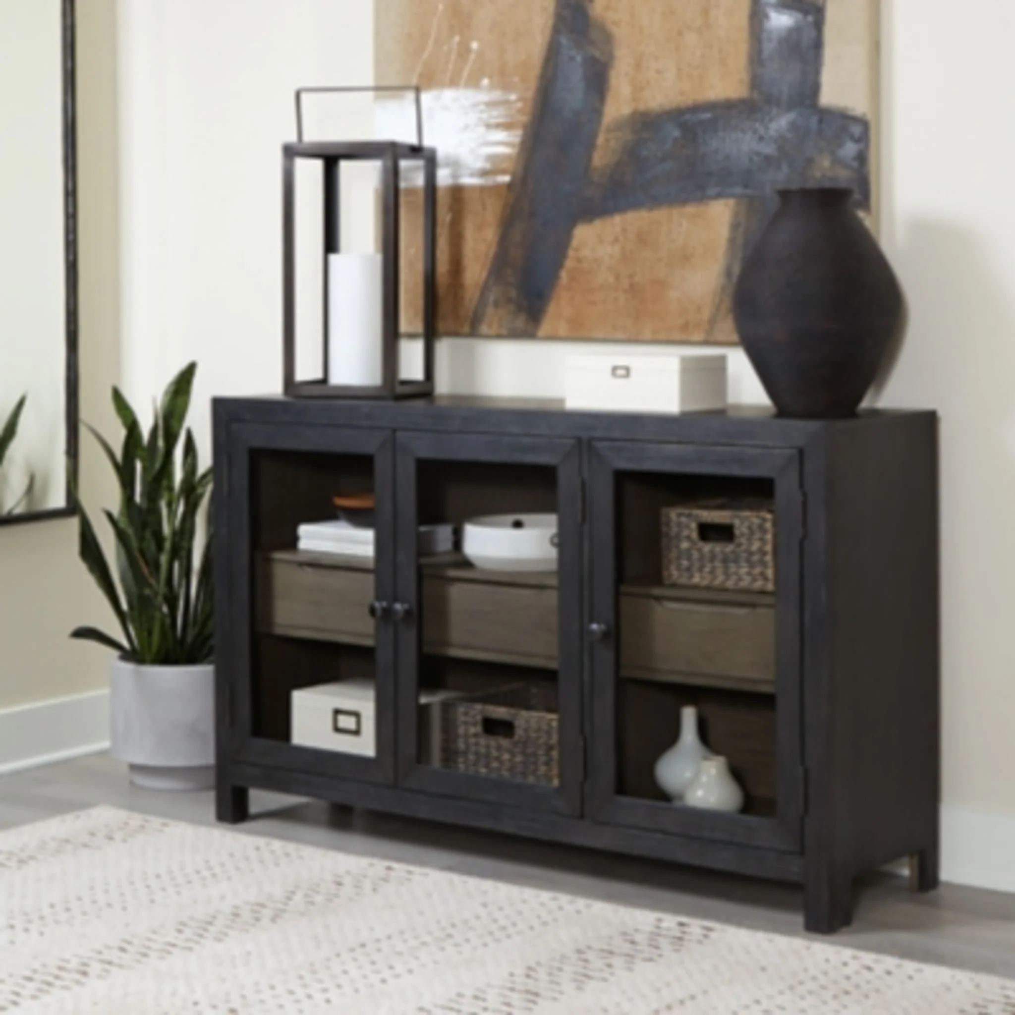 Lenston Accent Cabinet - Black/Gray - Image 2