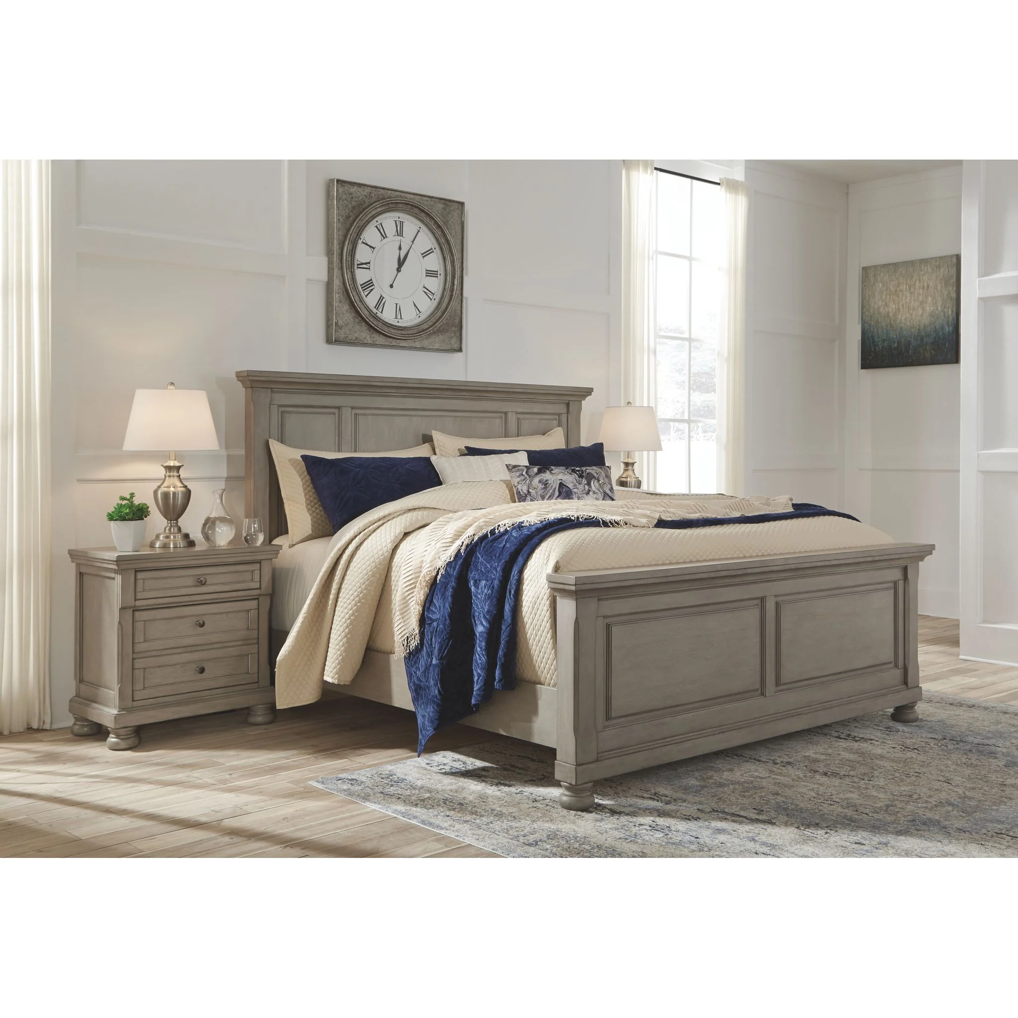 Lettner 3 Piece Panel Bed - Light Gray - Image 2