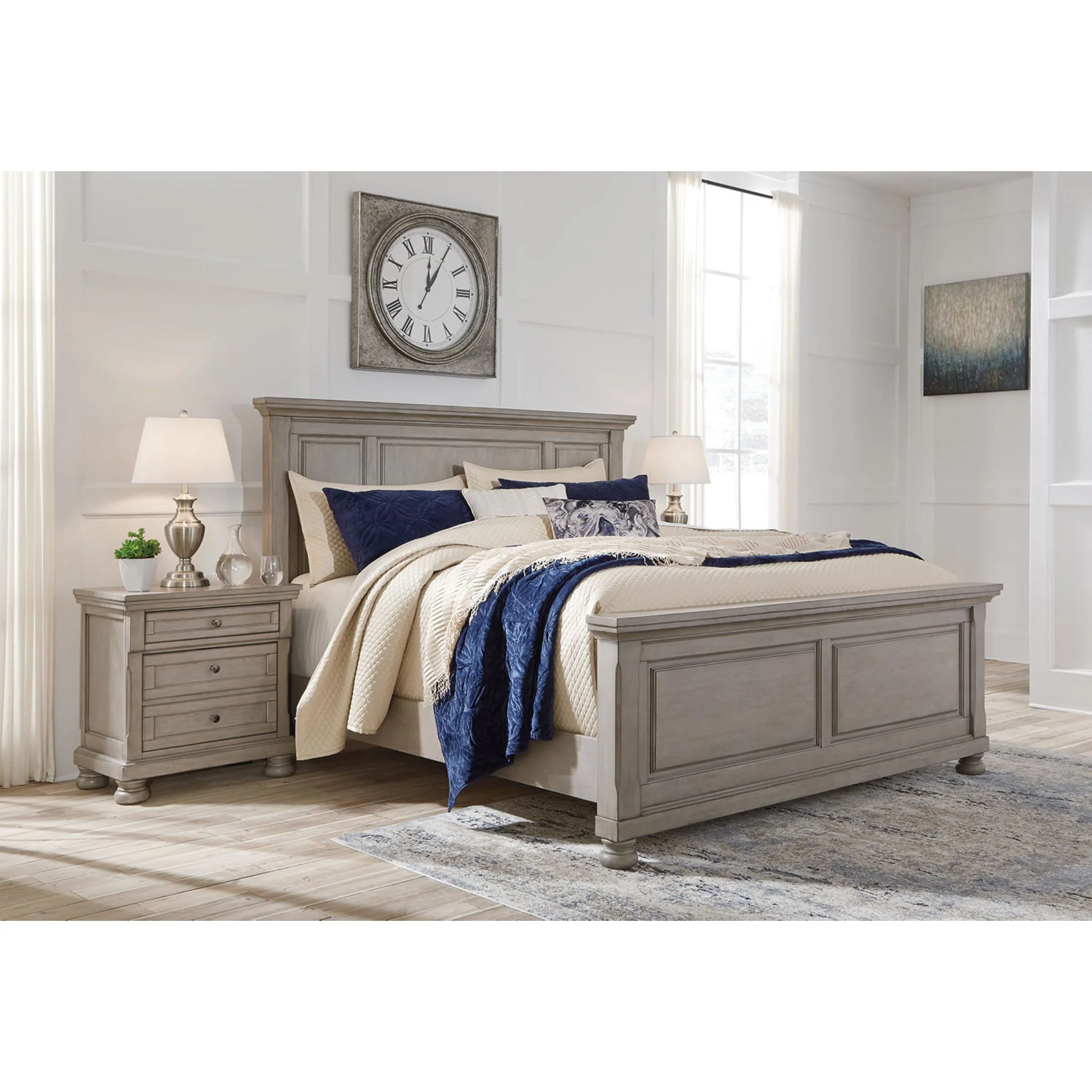 Lettner 3 Piece Panel Bed - Light Gray - Image 7