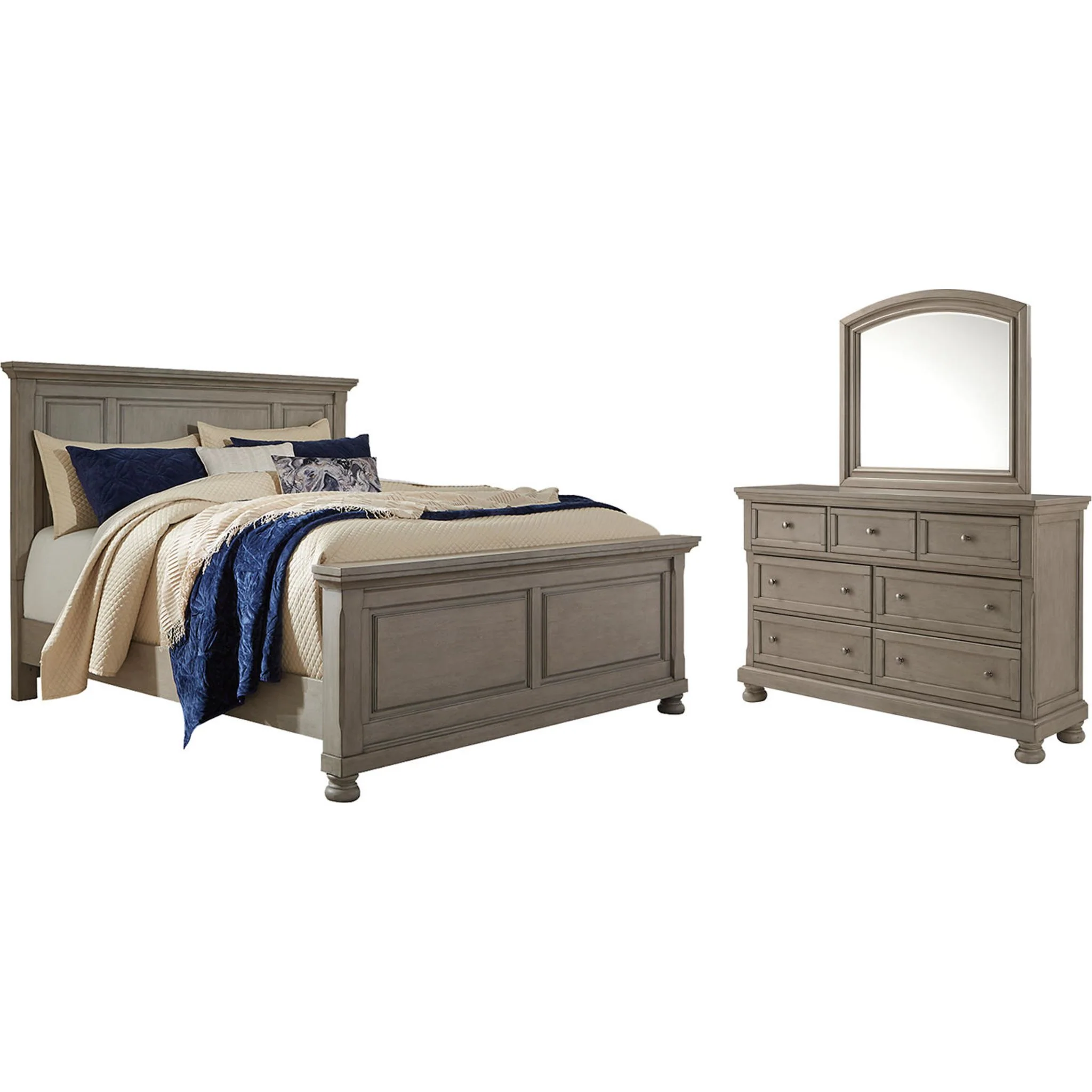 Lettner 5 Piece King Panel Bedroom - Light Gray - Image 7