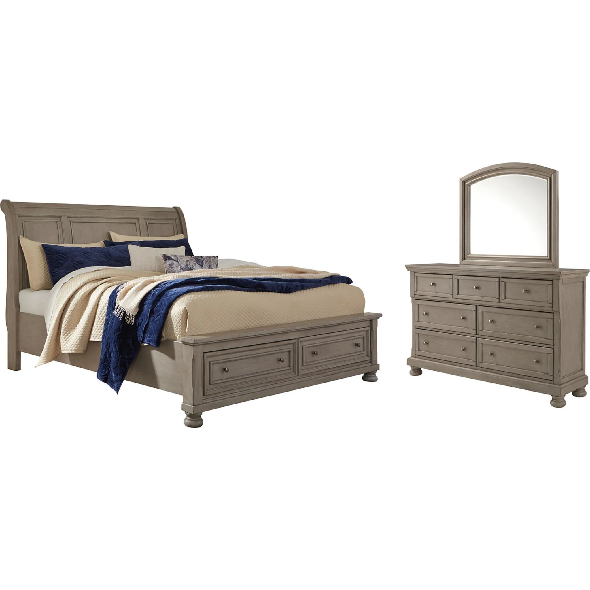 Lettner 5 Piece King Storage Bedroom - Light Gray - Image 7