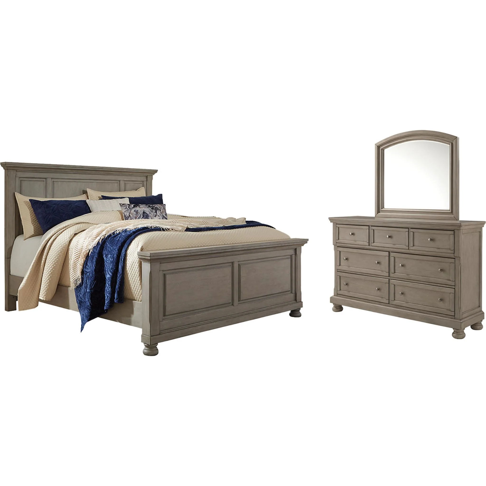 Lettner 5 Piece Queen Panel Bedroom - Light Gray - Image 7