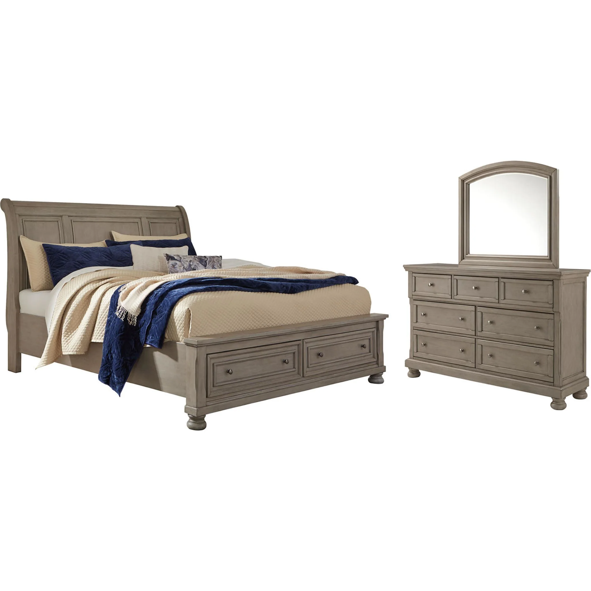Lettner 5 Piece Queen Storage Bedroom - Light Gray - Image 7