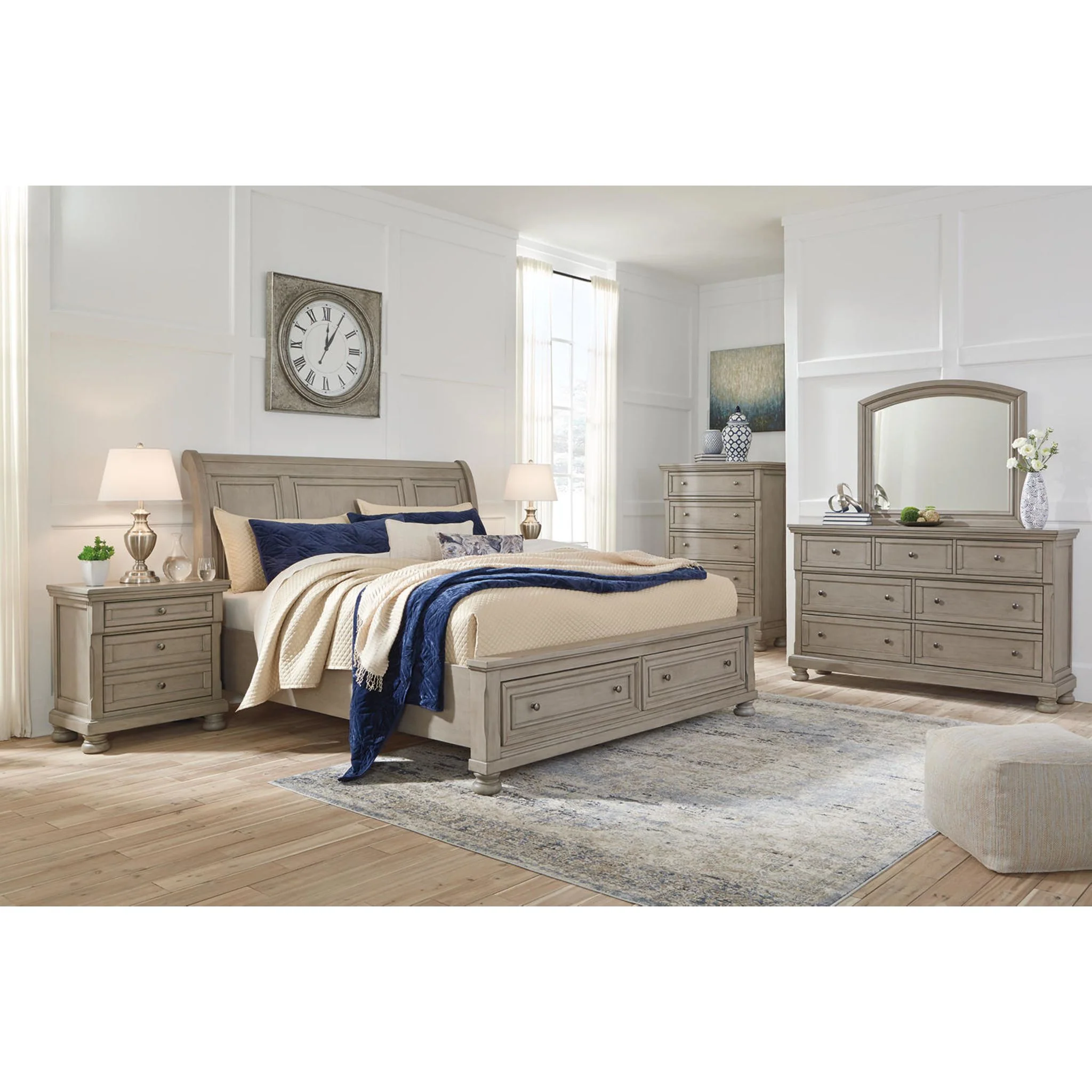 Lettner 5 Piece Queen Storage Bedroom - Light Gray - Image 8