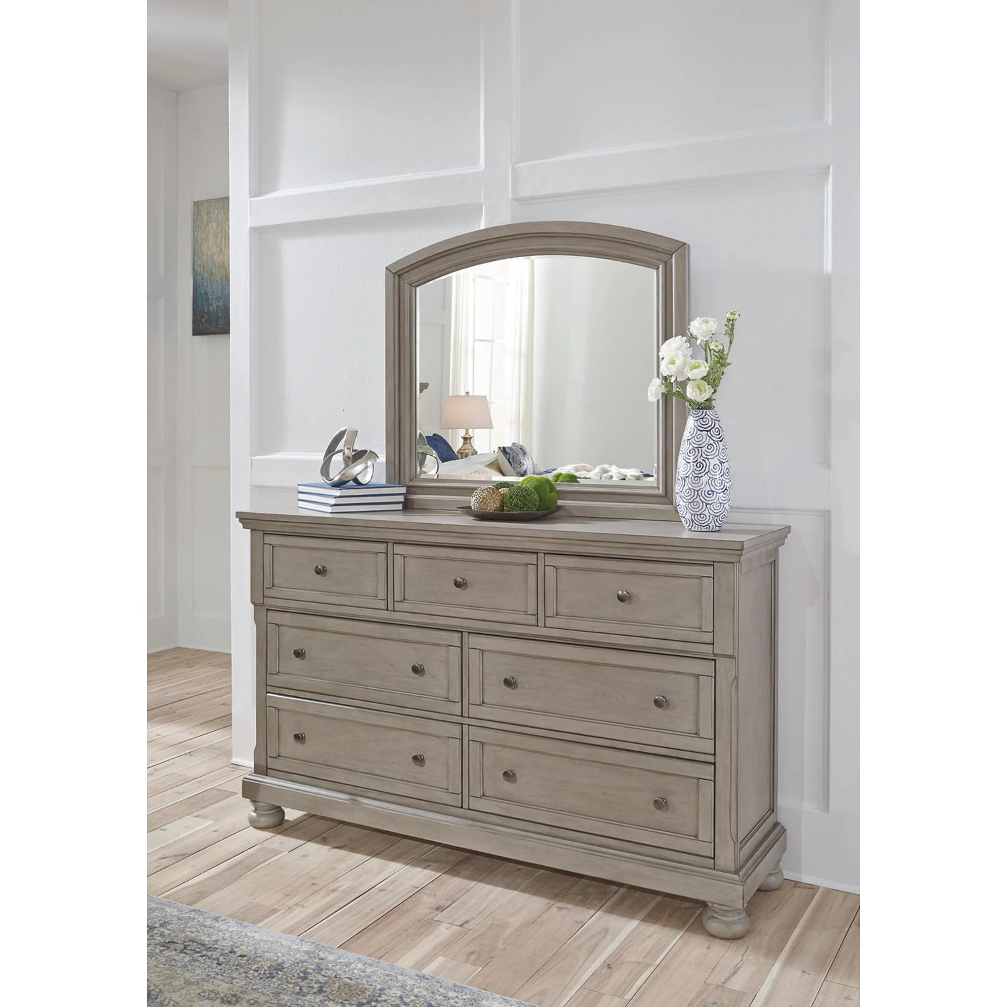 Lettner Dresser and Mirror - Light Gray - Image 16