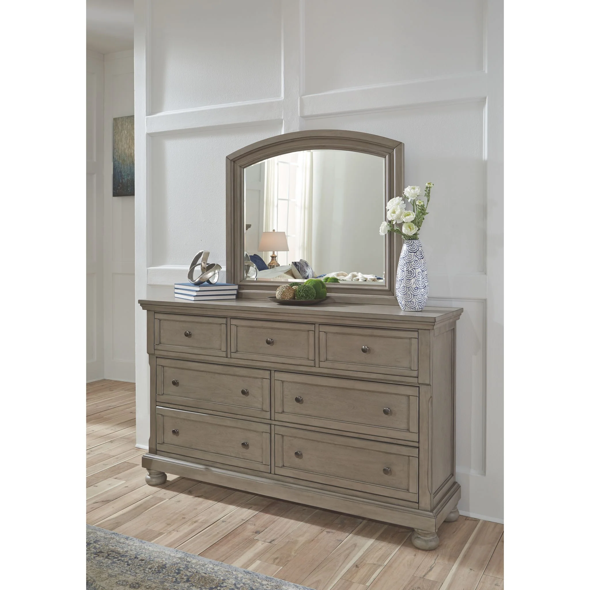 Lettner Dresser and Mirror - Light Gray - Image 2