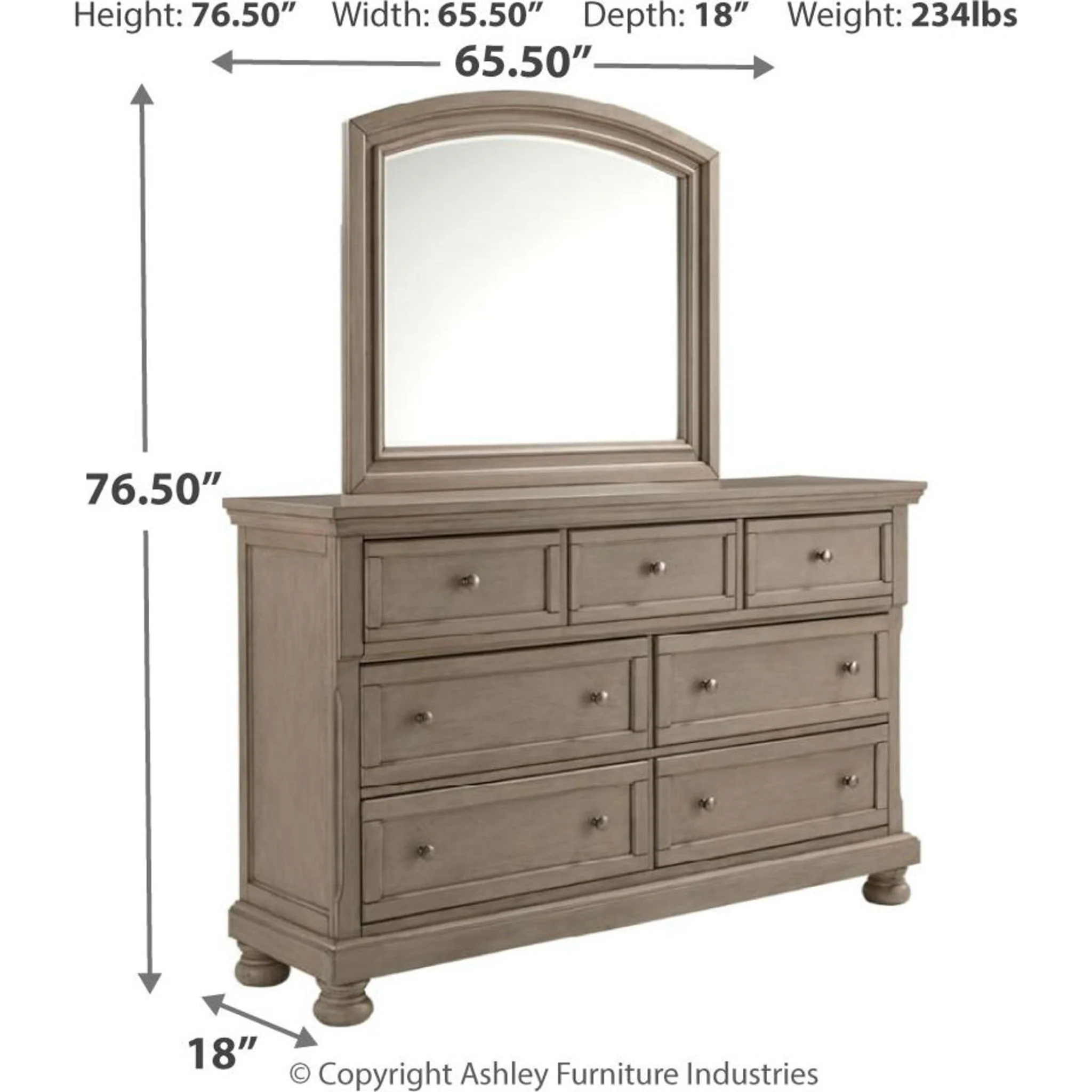 Lettner Dresser and Mirror - Light Gray - Image 7