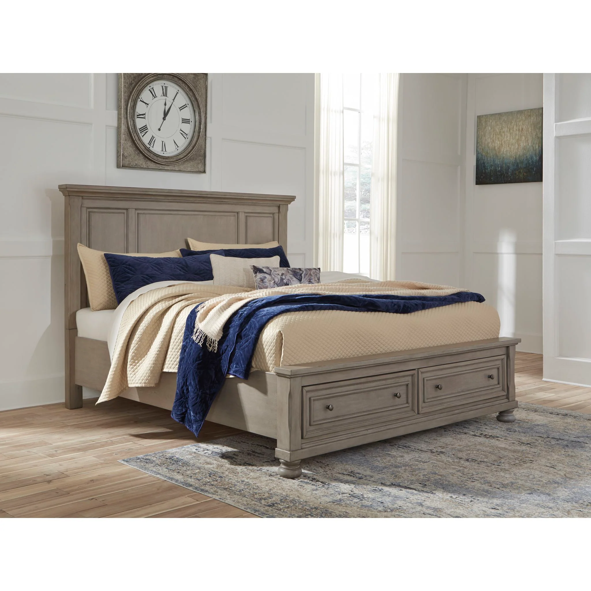 Lettner King Panel Bed - Light Gray - Image 2