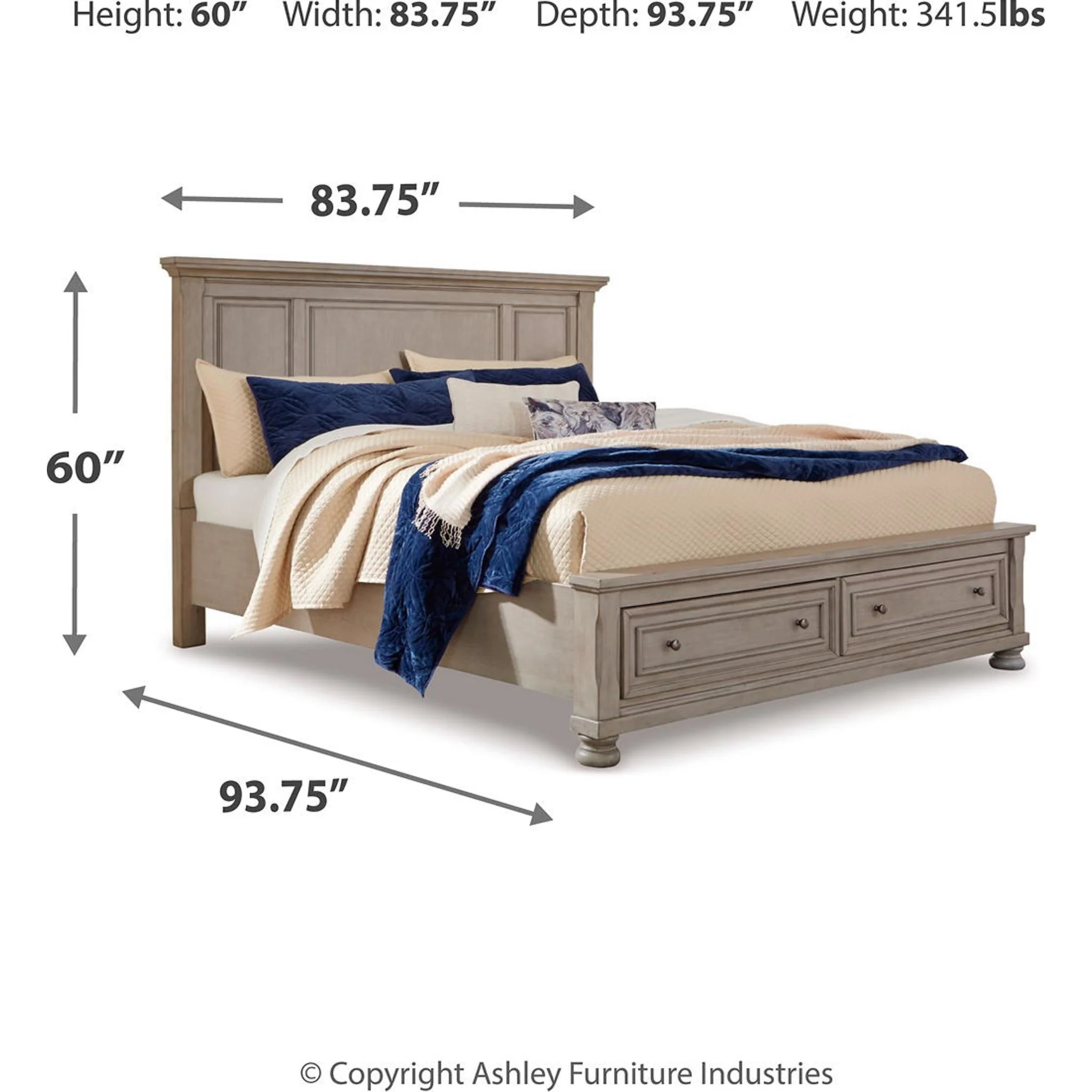 Lettner King Panel Bed - Light Gray - Image 9