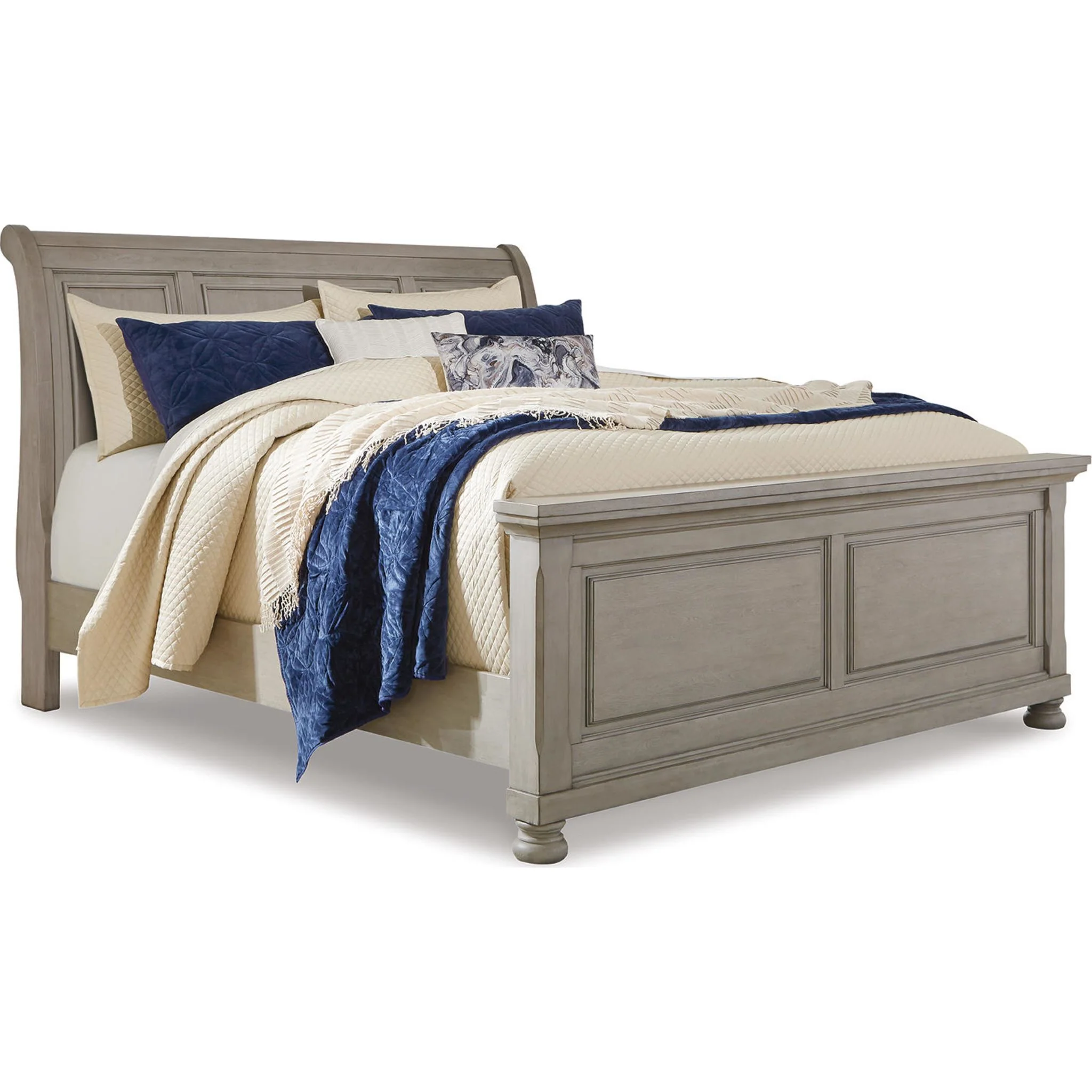 Lettner King Sleigh Bed - Light Gray - Image 8