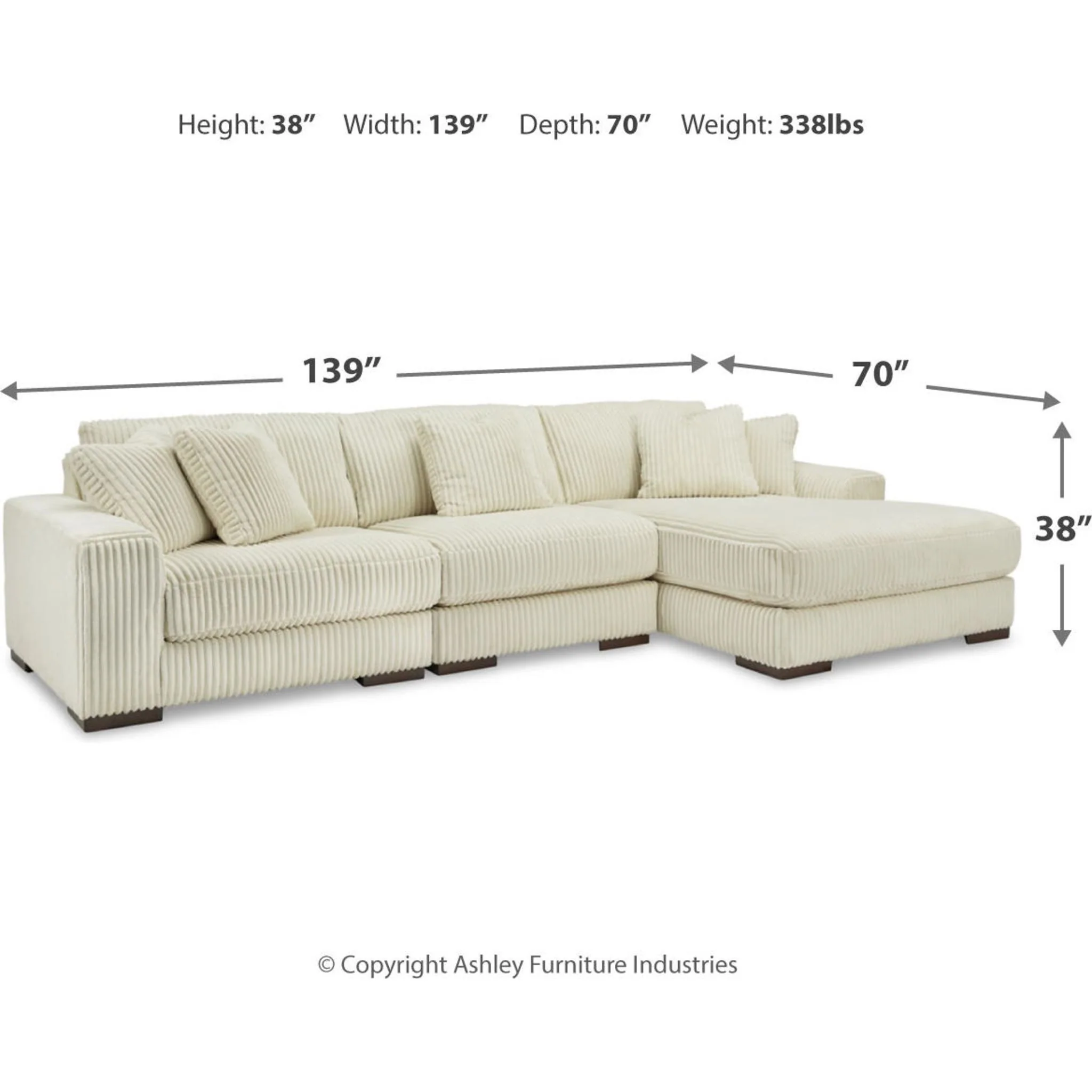 Lindyn 3 Piece Sectional with Chaise - Image 3
