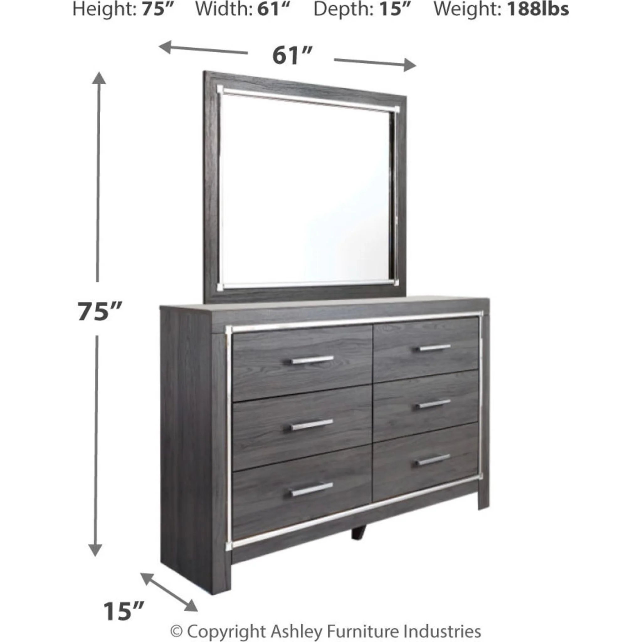 Lodanna 6 Piece Storage Platform Bedroom - Gray - Image 23