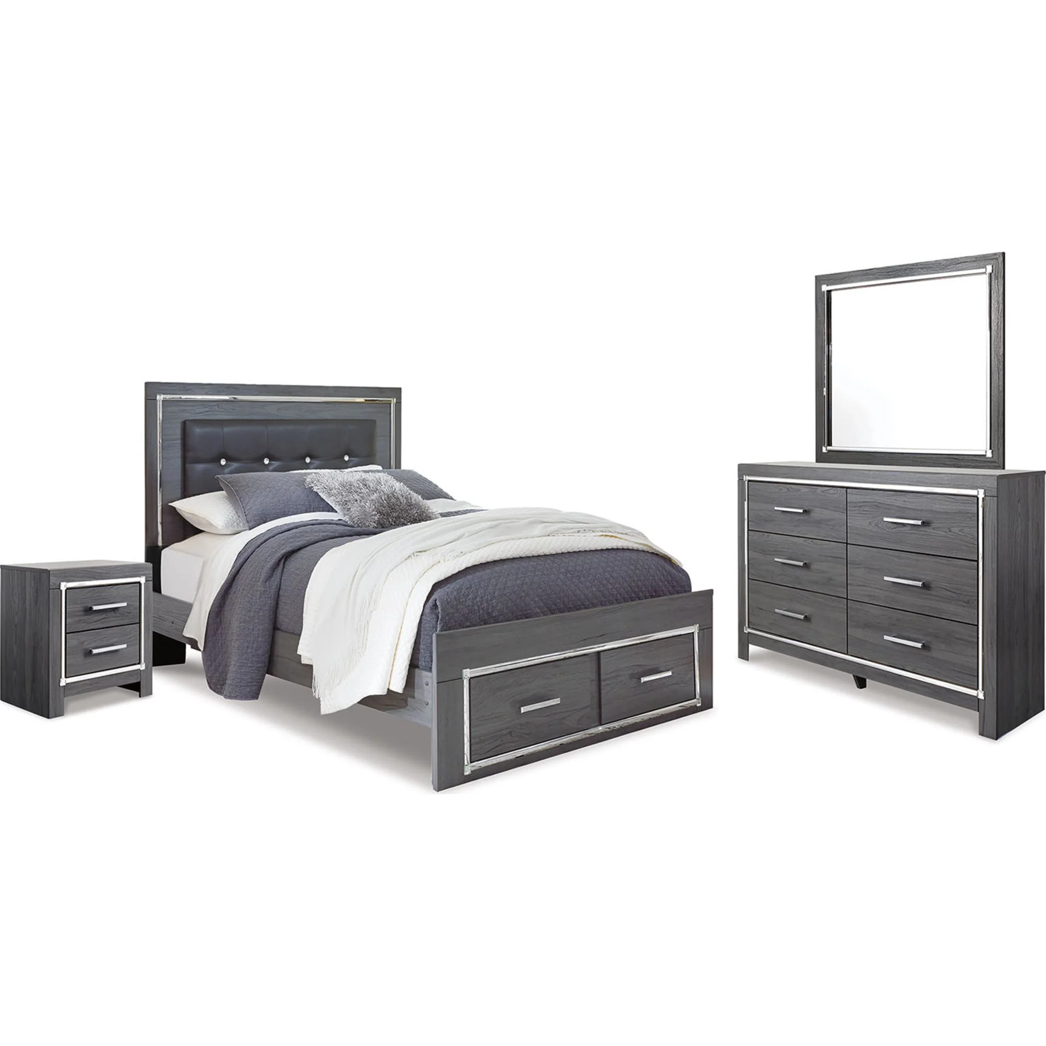 Lodanna 6 Piece Storage Platform Bedroom - Gray - Image 3