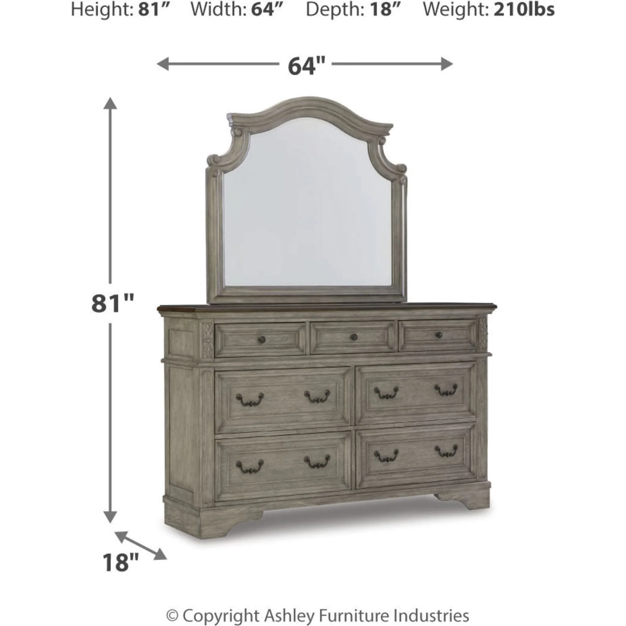 Lodenbay Dresser and Mirror - Antique Gray - Image 4