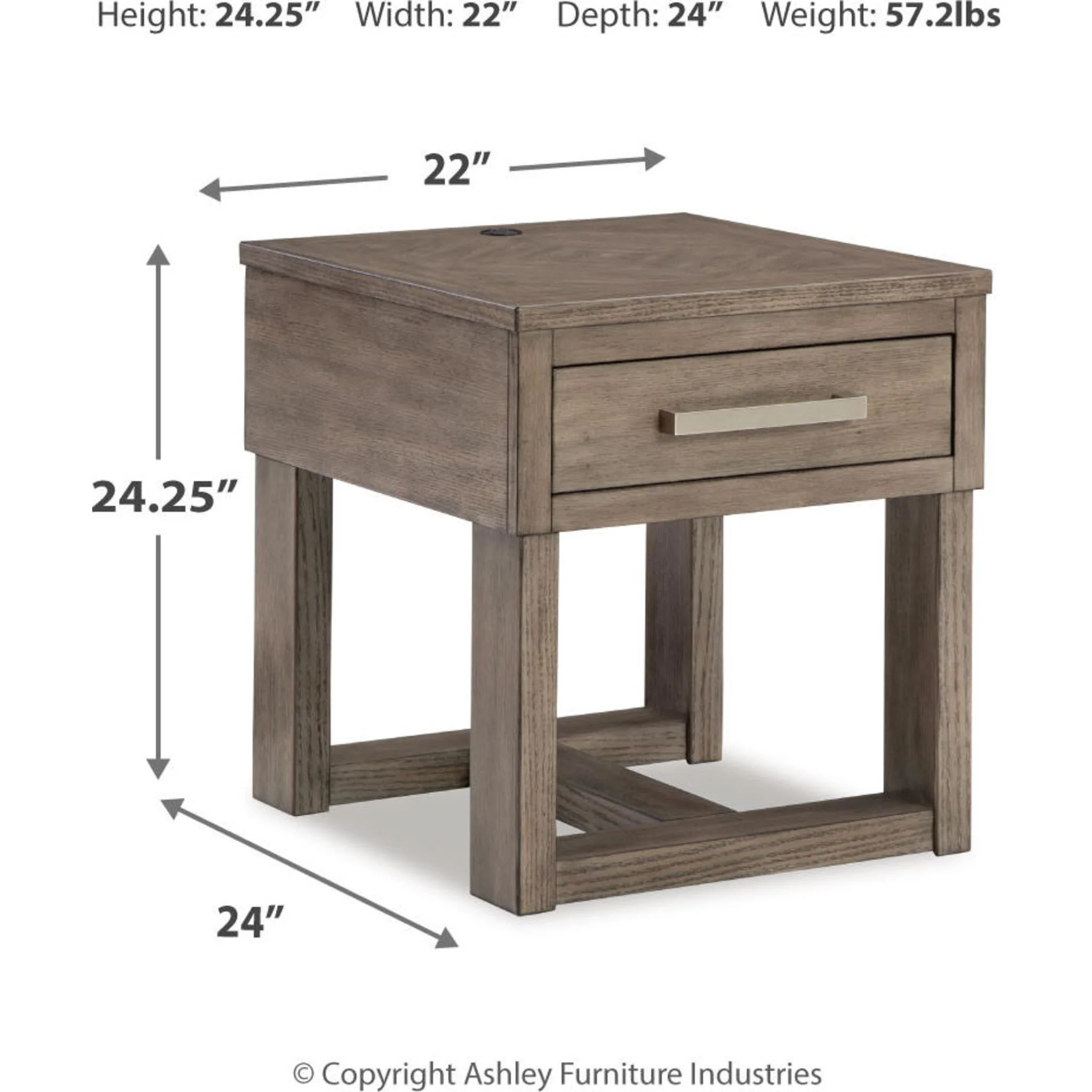 Loyaska End Table - Grayish Brown/White - Image 3