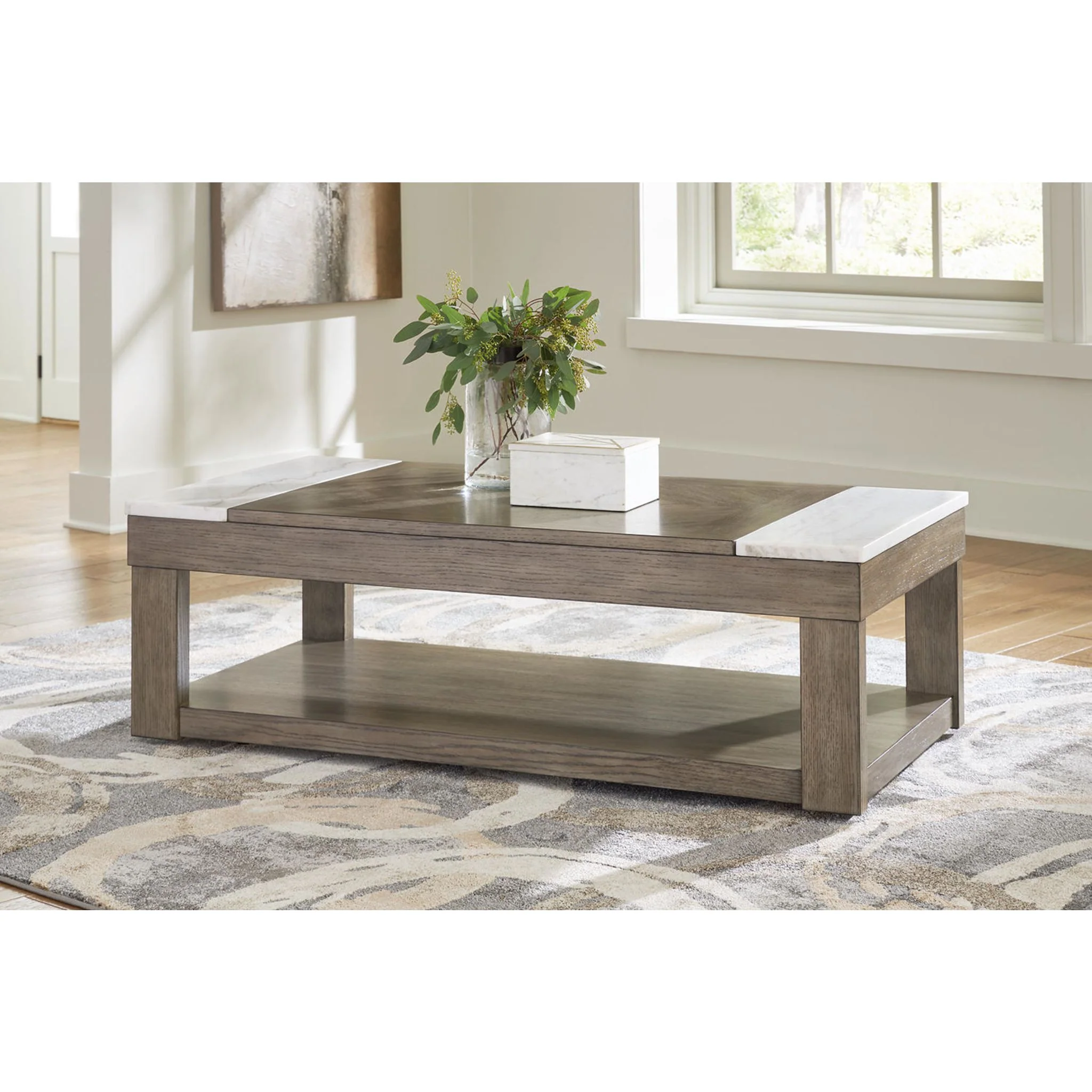 Loyaska Coffee Table - Grayish Brown/White - Image 4