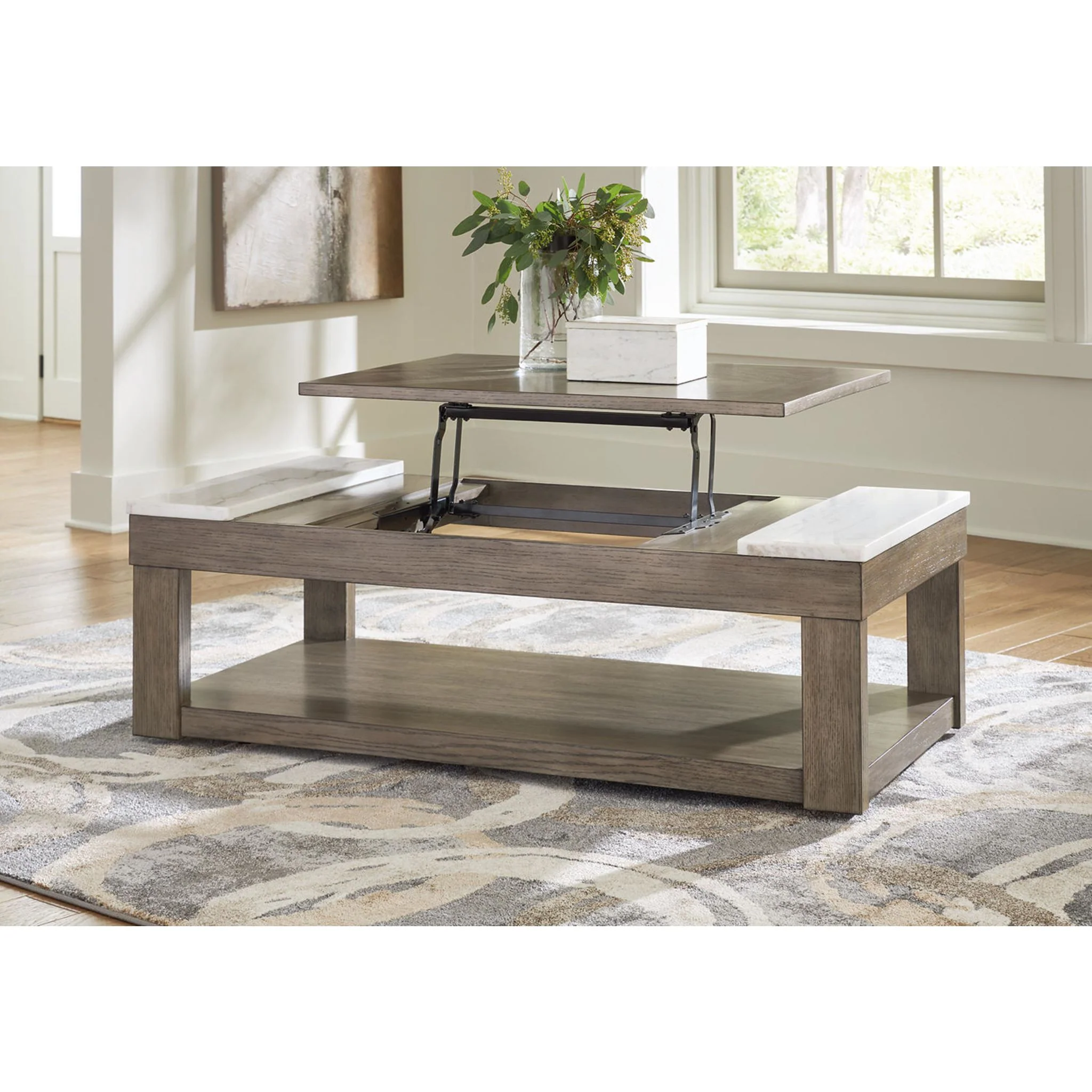 Loyaska Coffee Table - Grayish Brown/White - Image 6