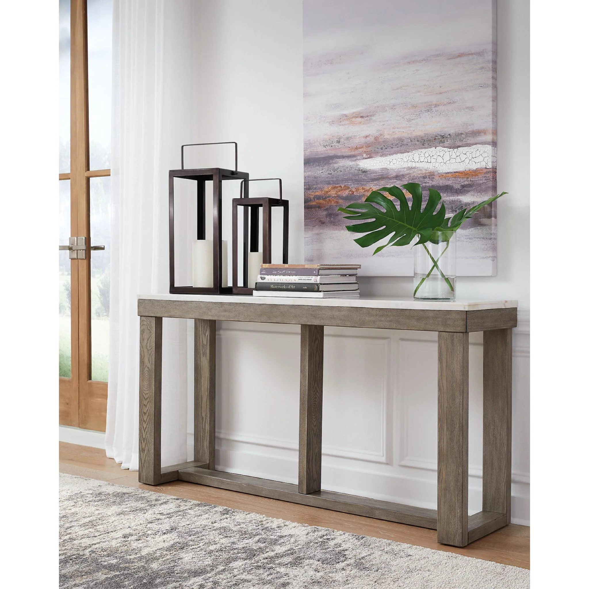 Loyaska Sofa Table - Brown/Ivory - Image 2