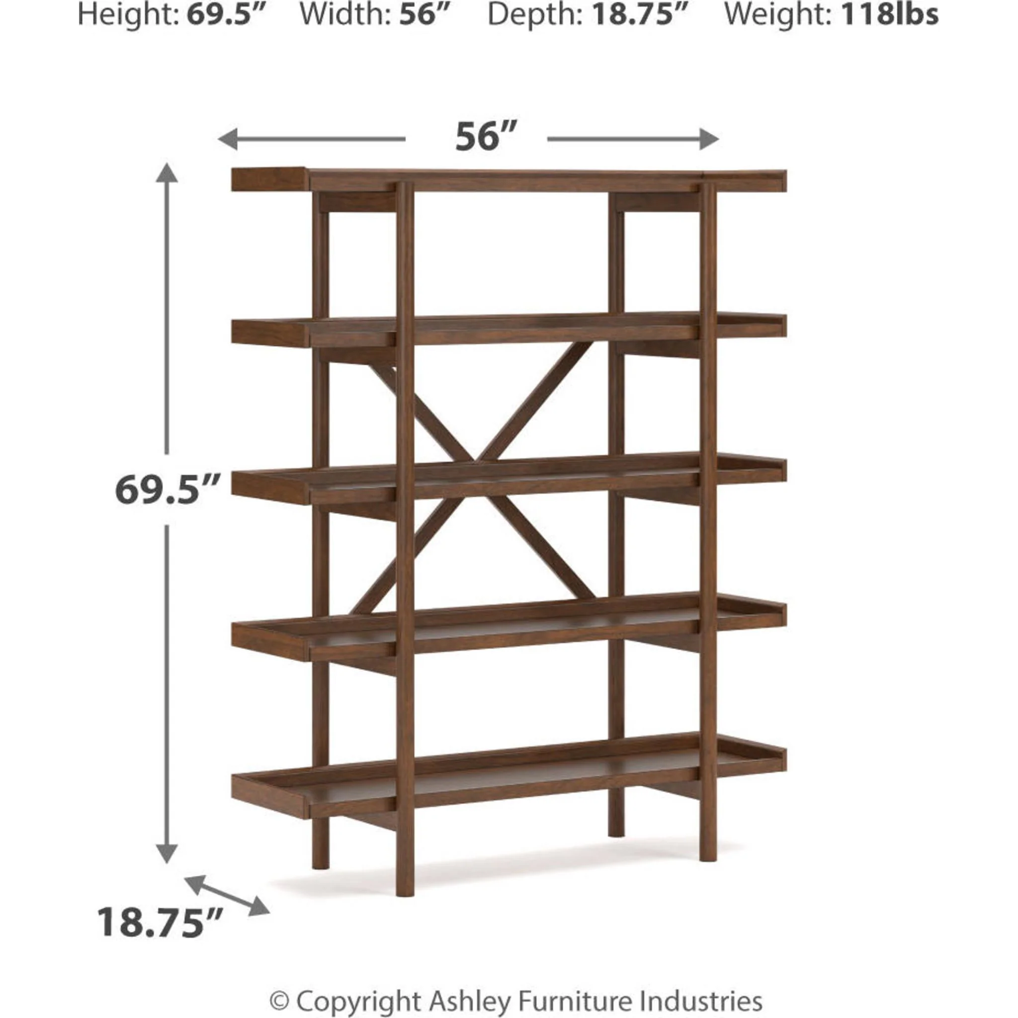 Lyncott Bookcase - Brown - Image 3
