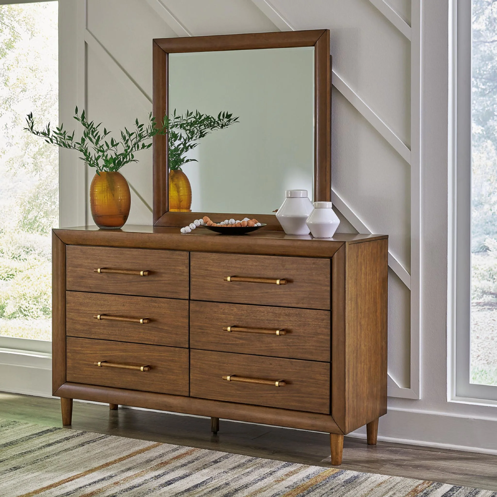 Lyncott Dresser and Mirror - Brown - Image 4