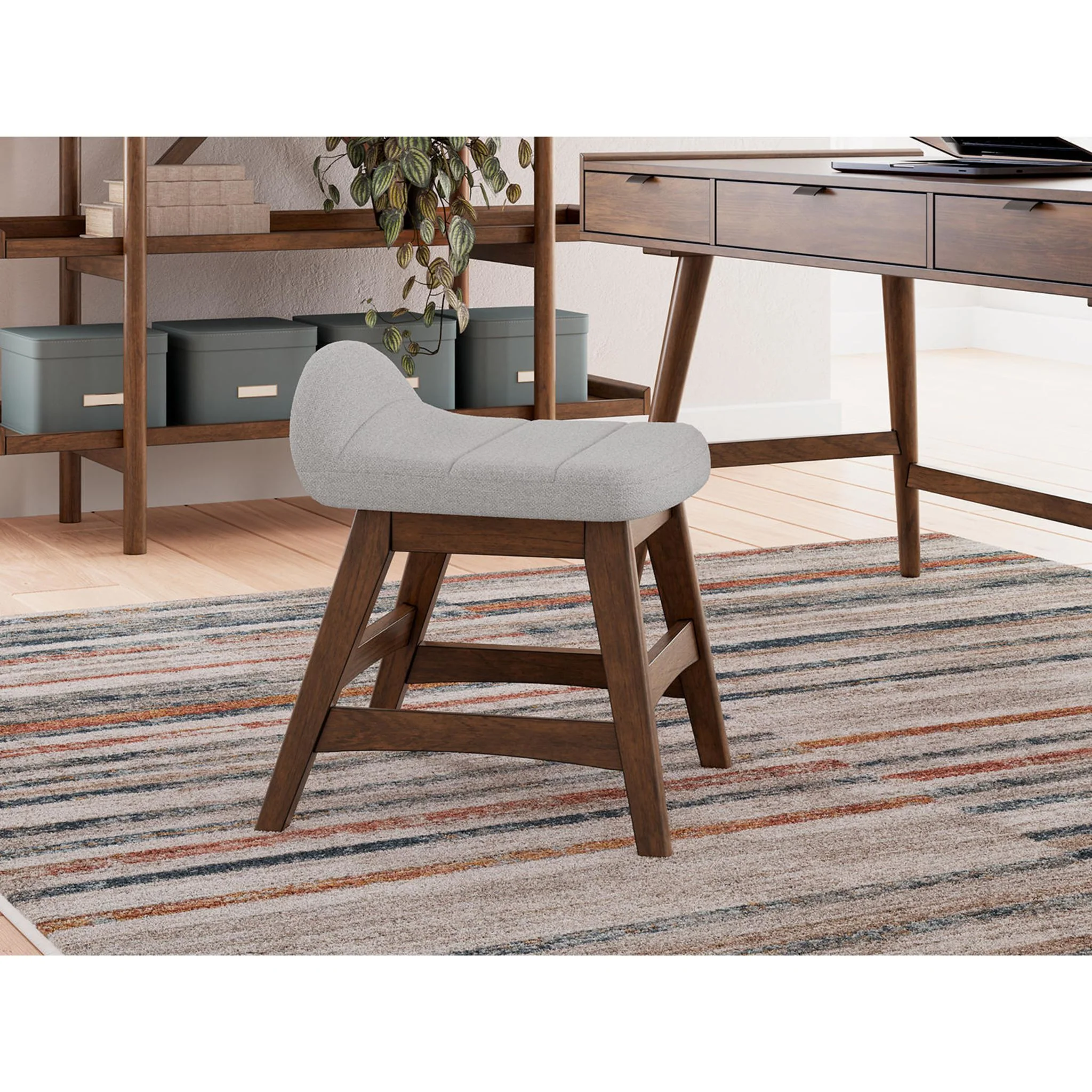 Lyncott Office Chair - Light Gray/Brown - Image 2
