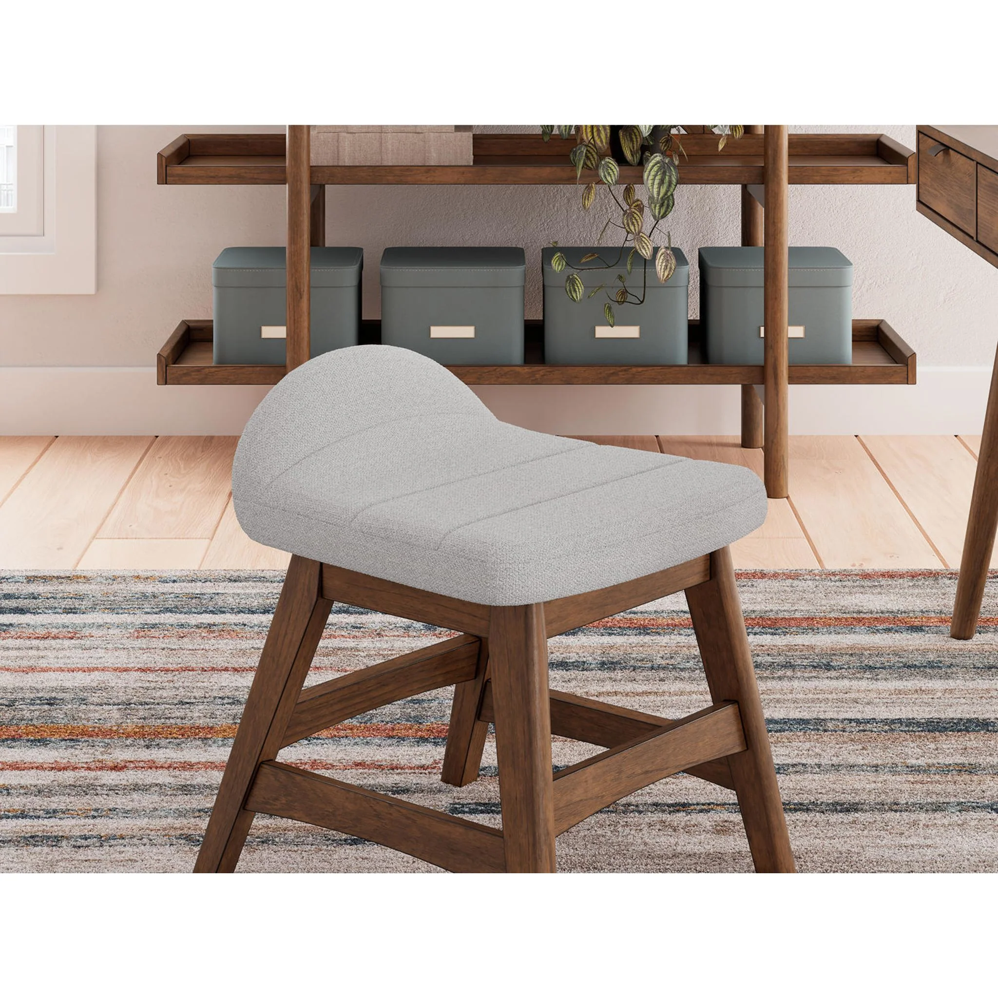 Lyncott Office Chair - Light Gray/Brown - Image 6