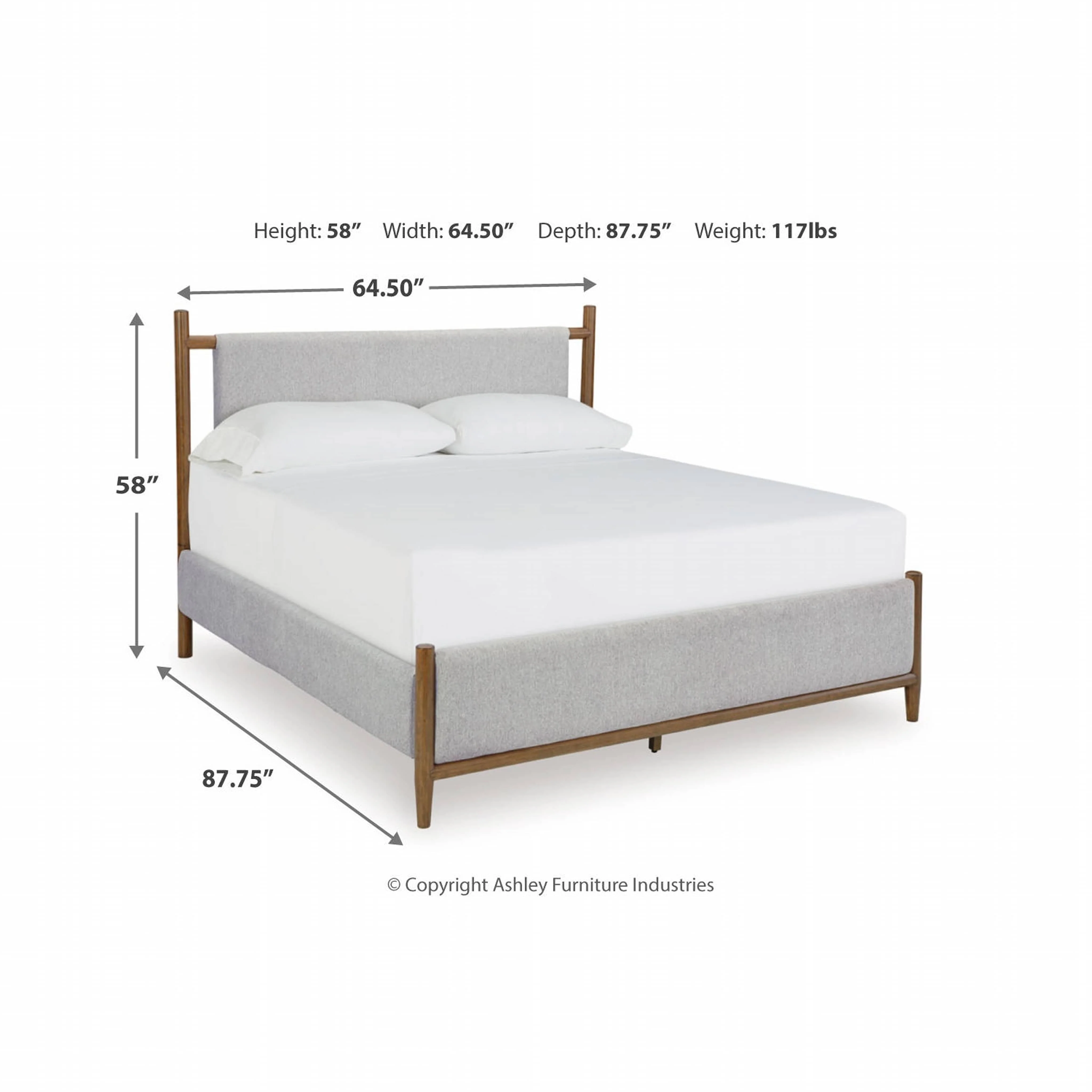 Lyncott Upholstered Bed - Light Gray/Brown - Image 12