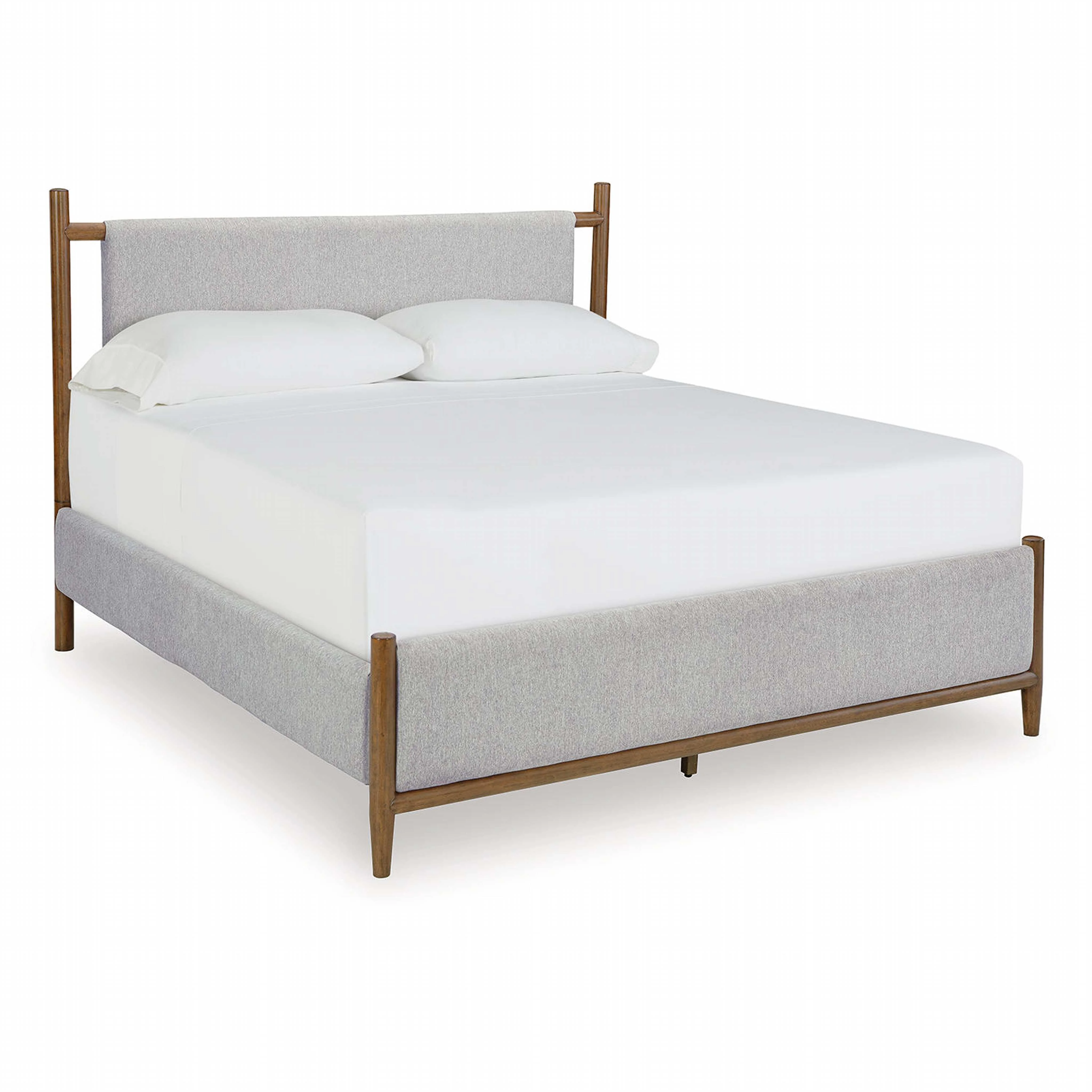 Lyncott Upholstered Bed - Light Gray/Brown - Image 16