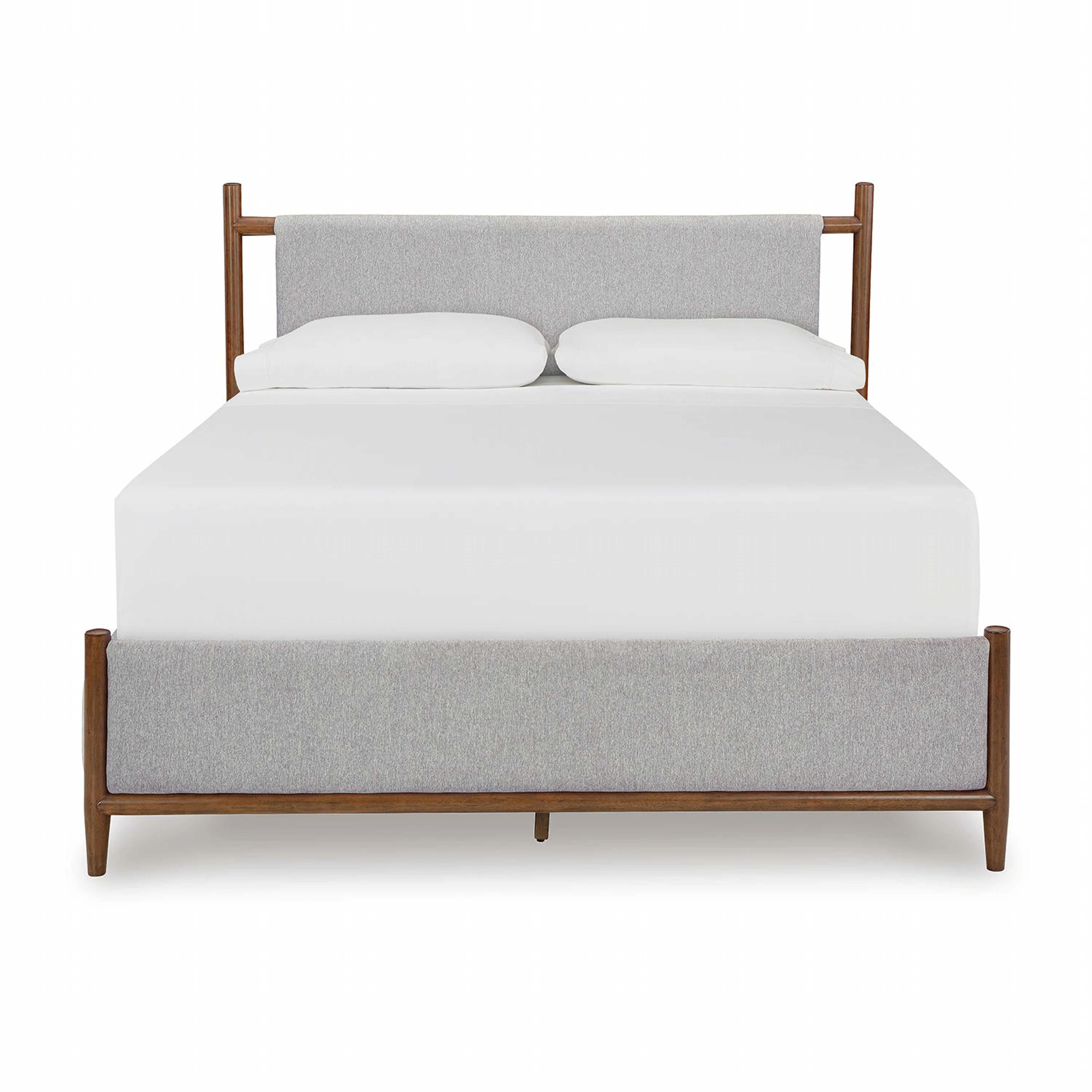 Lyncott Upholstered Bed - Light Gray/Brown - Image 17