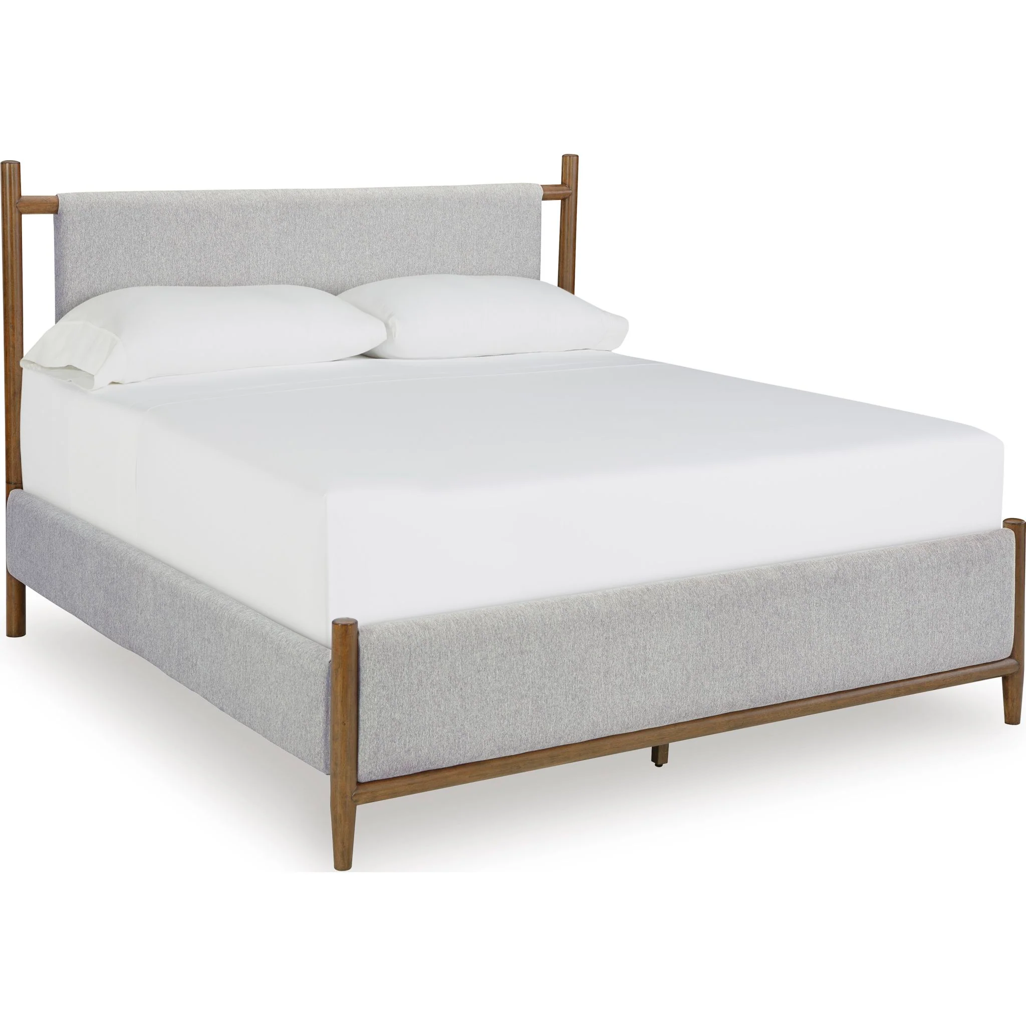 Lyncott Upholstered Bed - Light Gray/Brown - Image 20