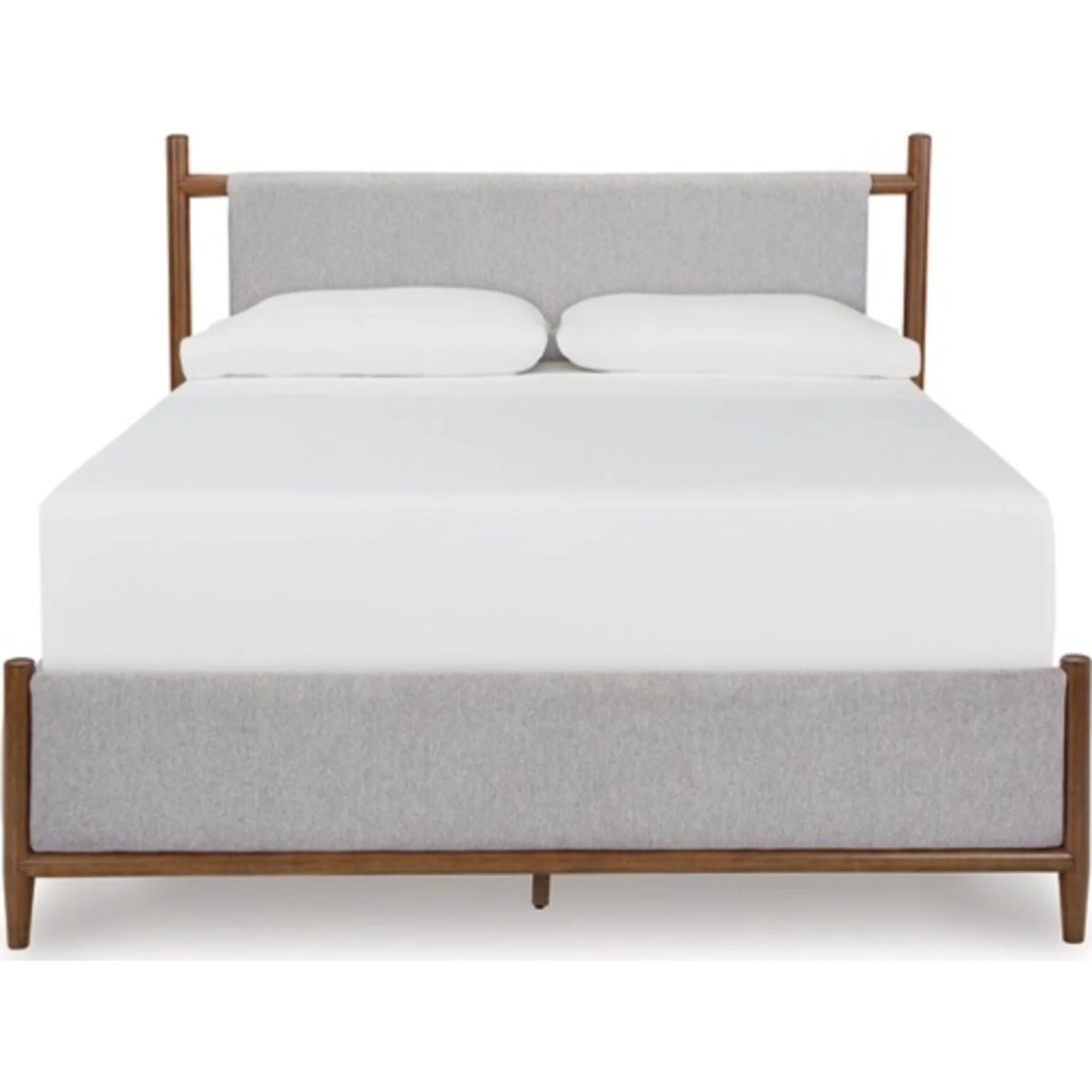 Lyncott Upholstered Bed - Light Gray/Brown - Image 3