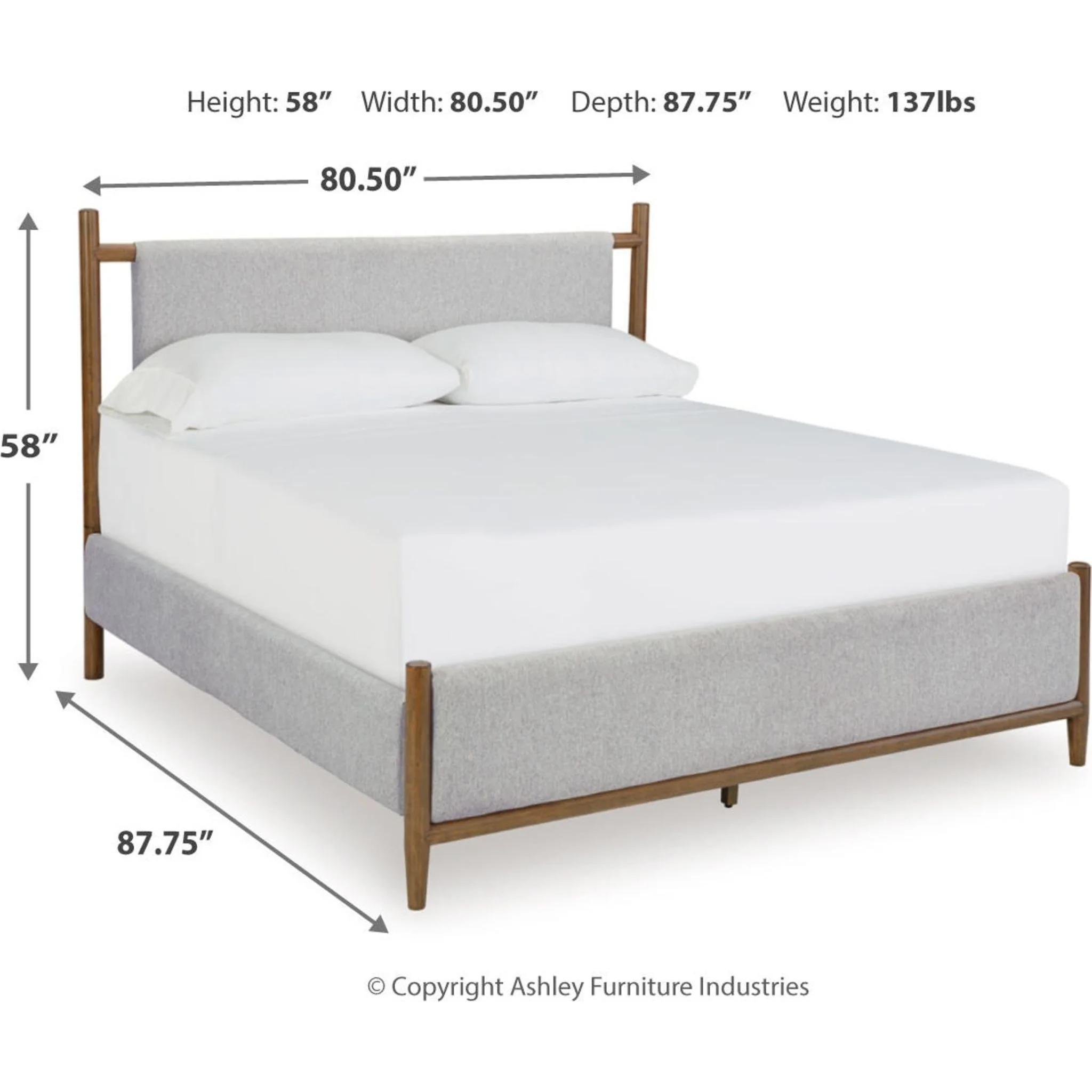 Lyncott Upholstered Bed - Light Gray/Brown - Image 32