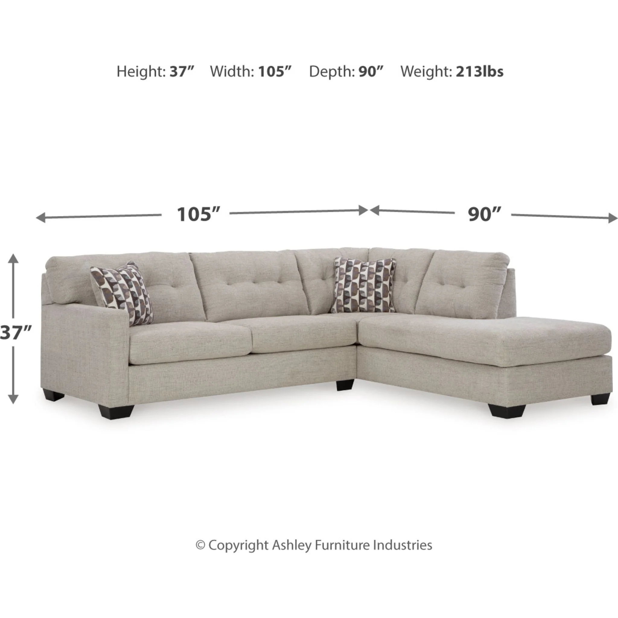Mahoney 2 Piece Sectional with Chaise - Image 4