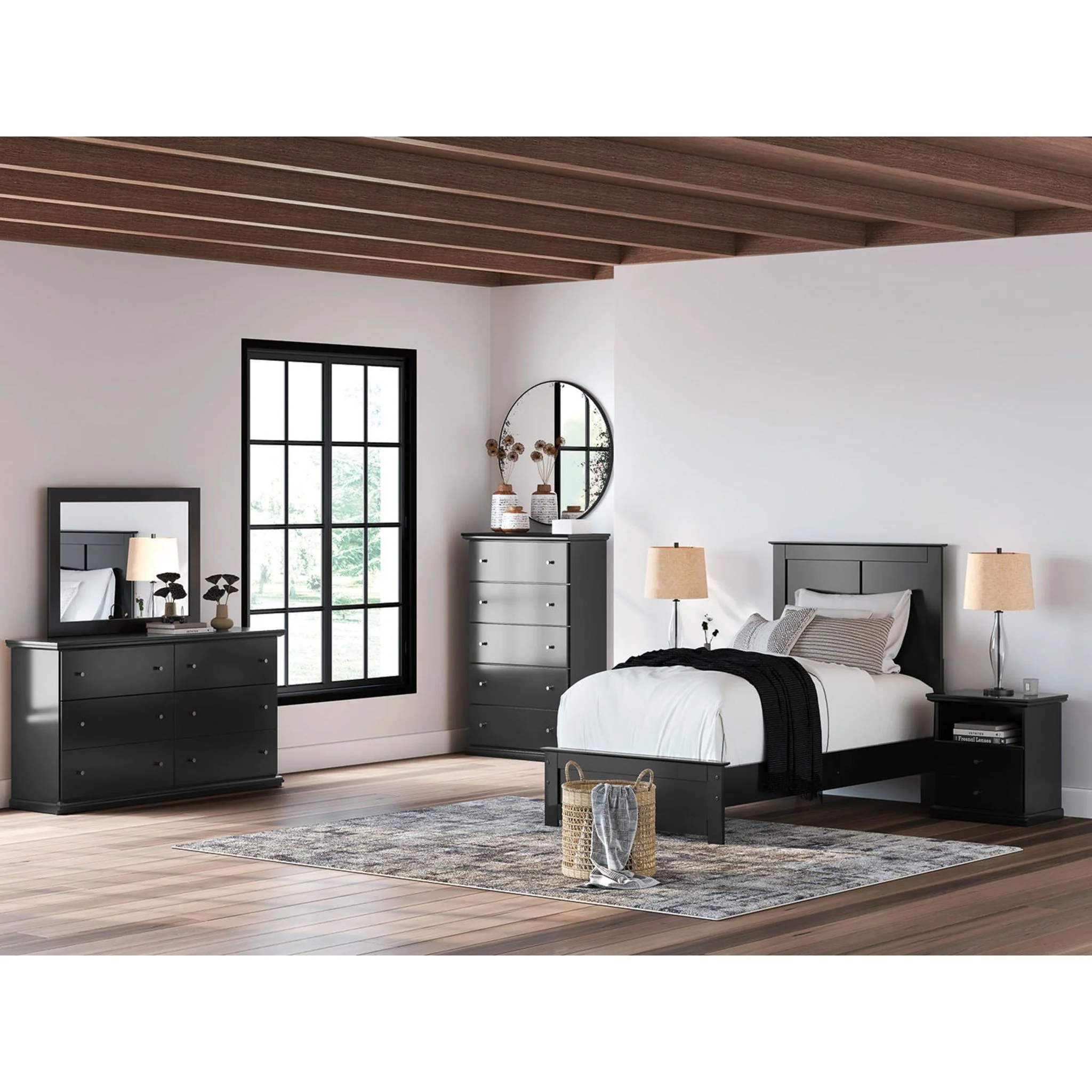 Maribel 6 Piece Panel Bedroom - Black - Image 2