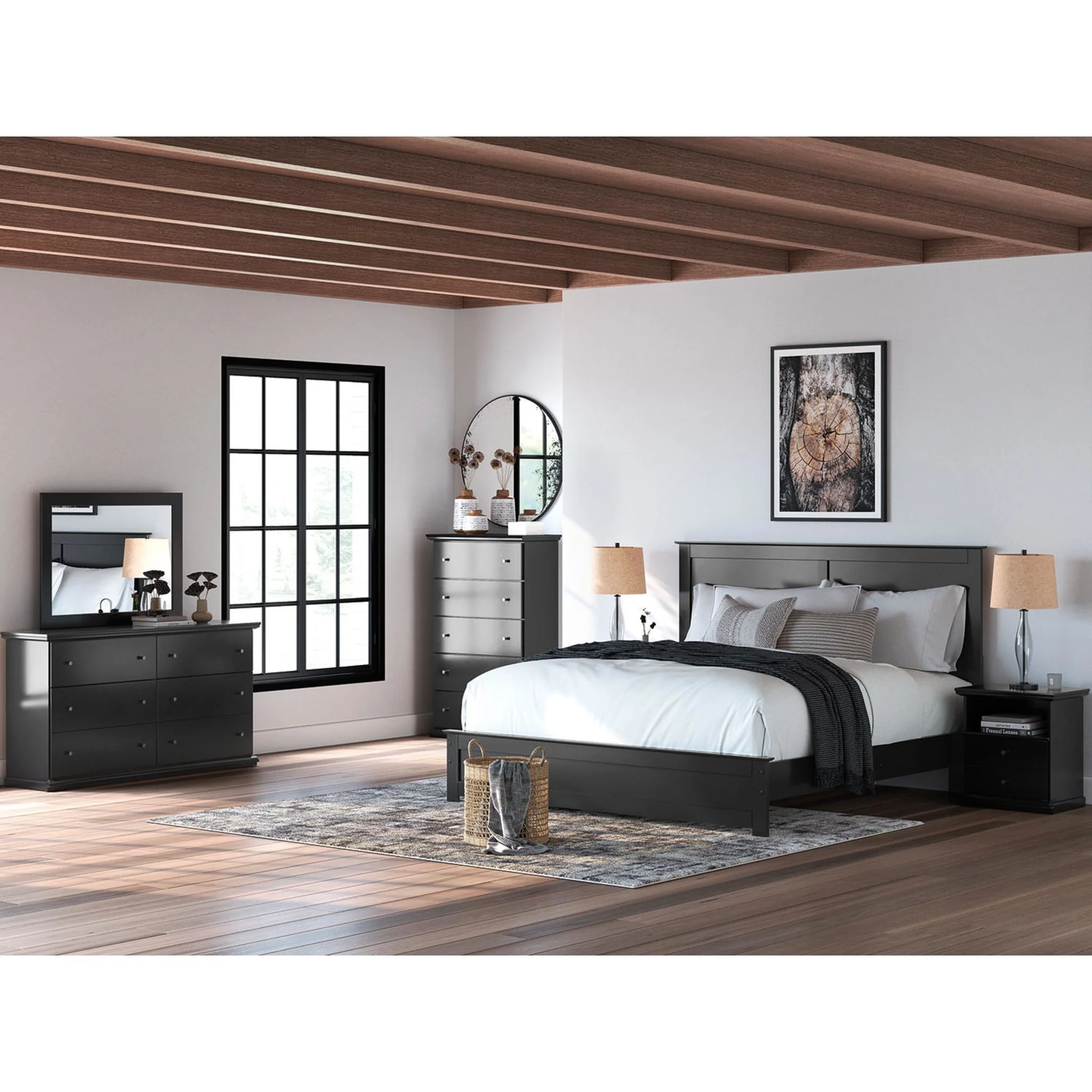 Maribel 6 Piece Panel Bedroom - Black - Image 27