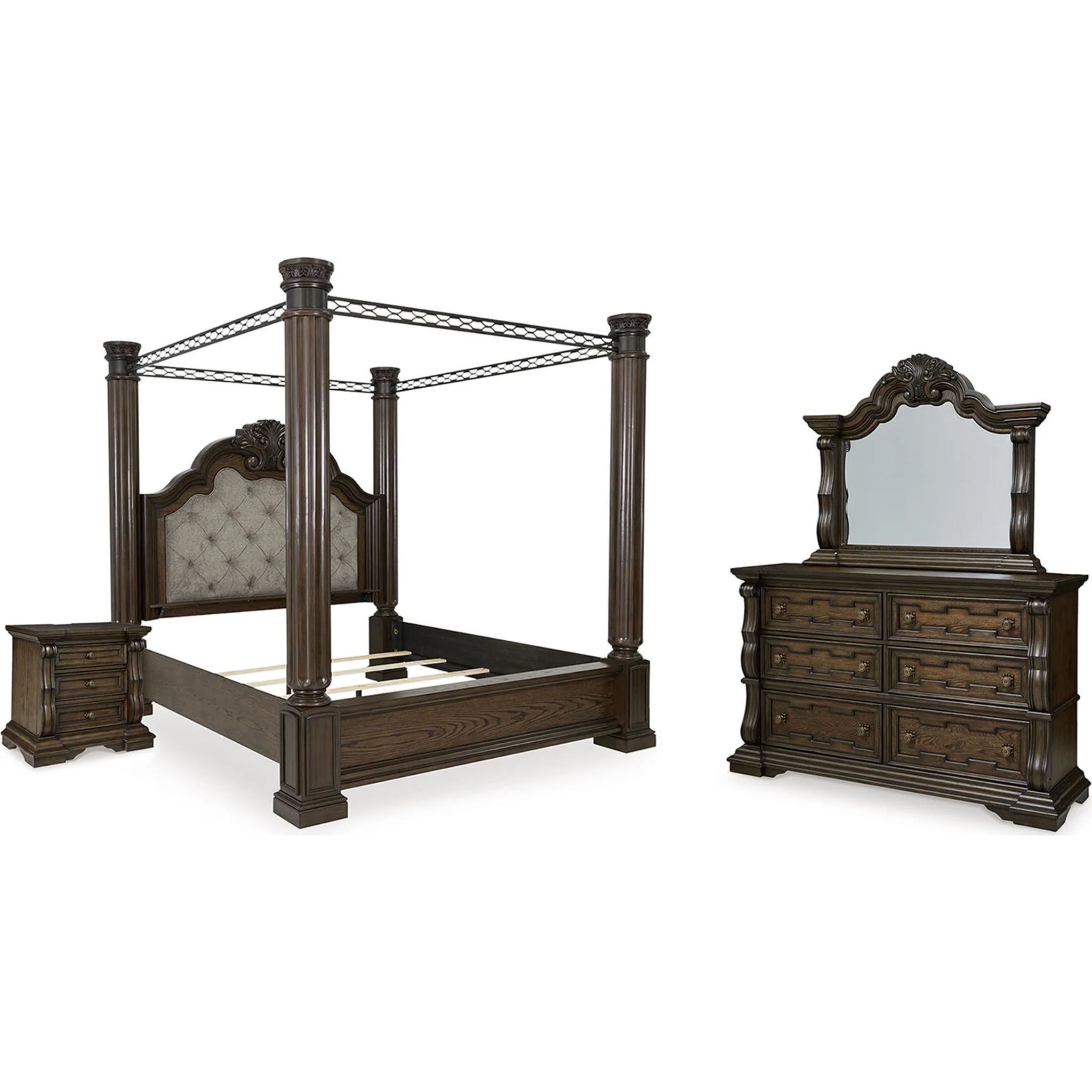 Maylee 6 Piece King Canopy Bedroom - Dark Brown - Image 5