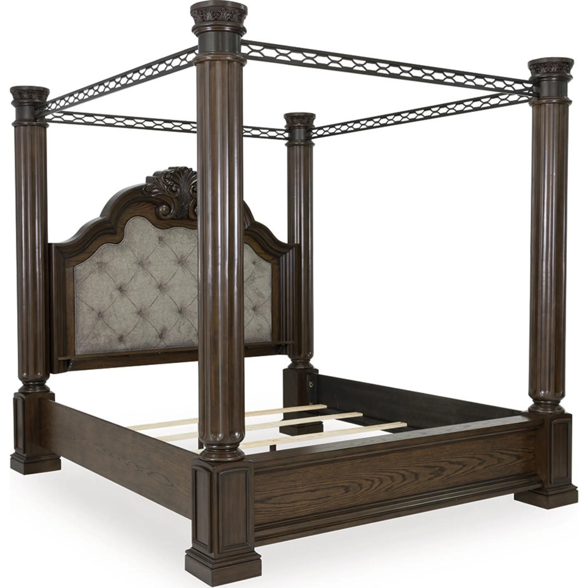 Maylee 6 Piece Queen Canopy Bedroom - Dark Brown - Image 2