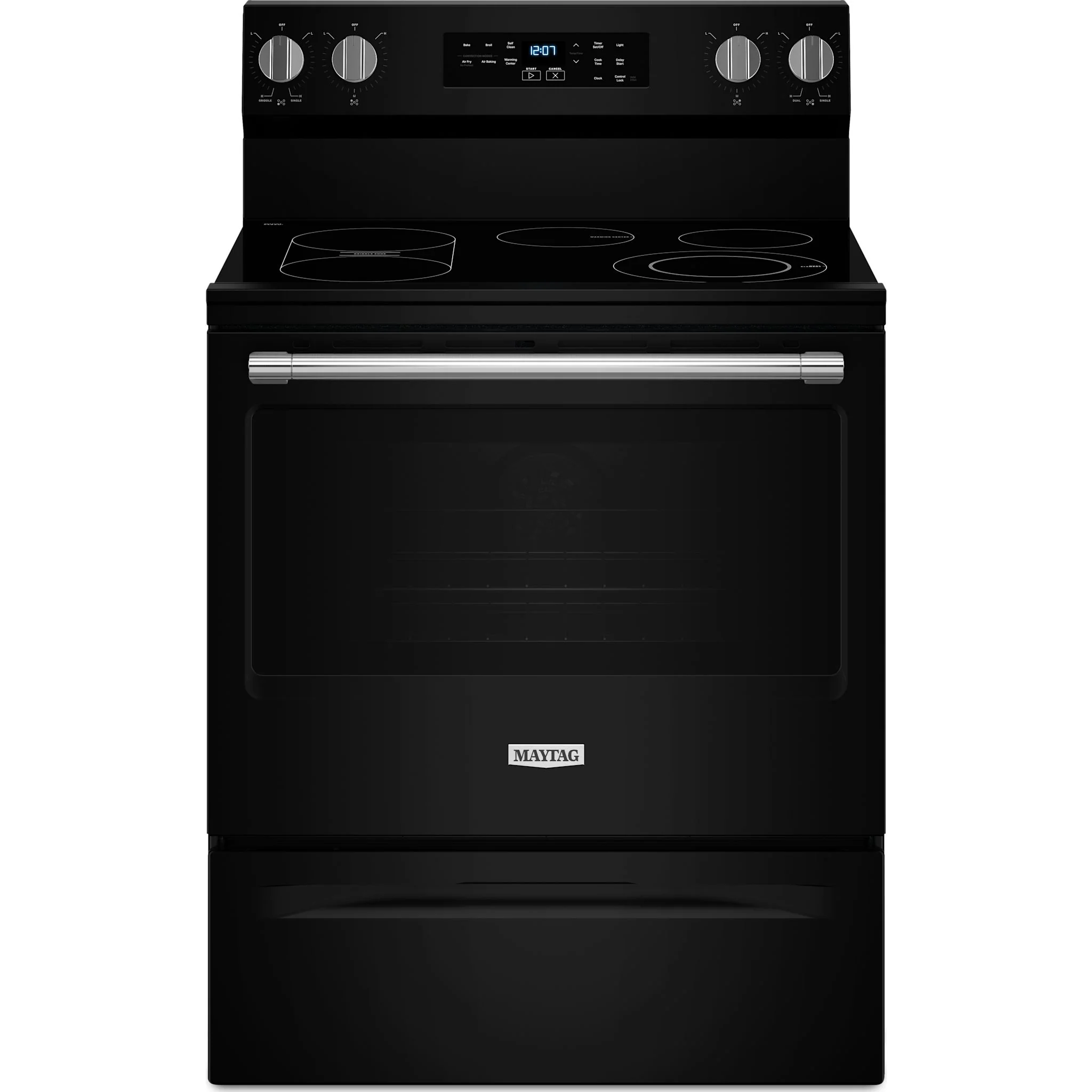 Maytag 30-Inch Convection Electric Range With No Preheat Air Fry and Air Baking - 5.3 Cu. Ft. -Black (YMFES6030RB)