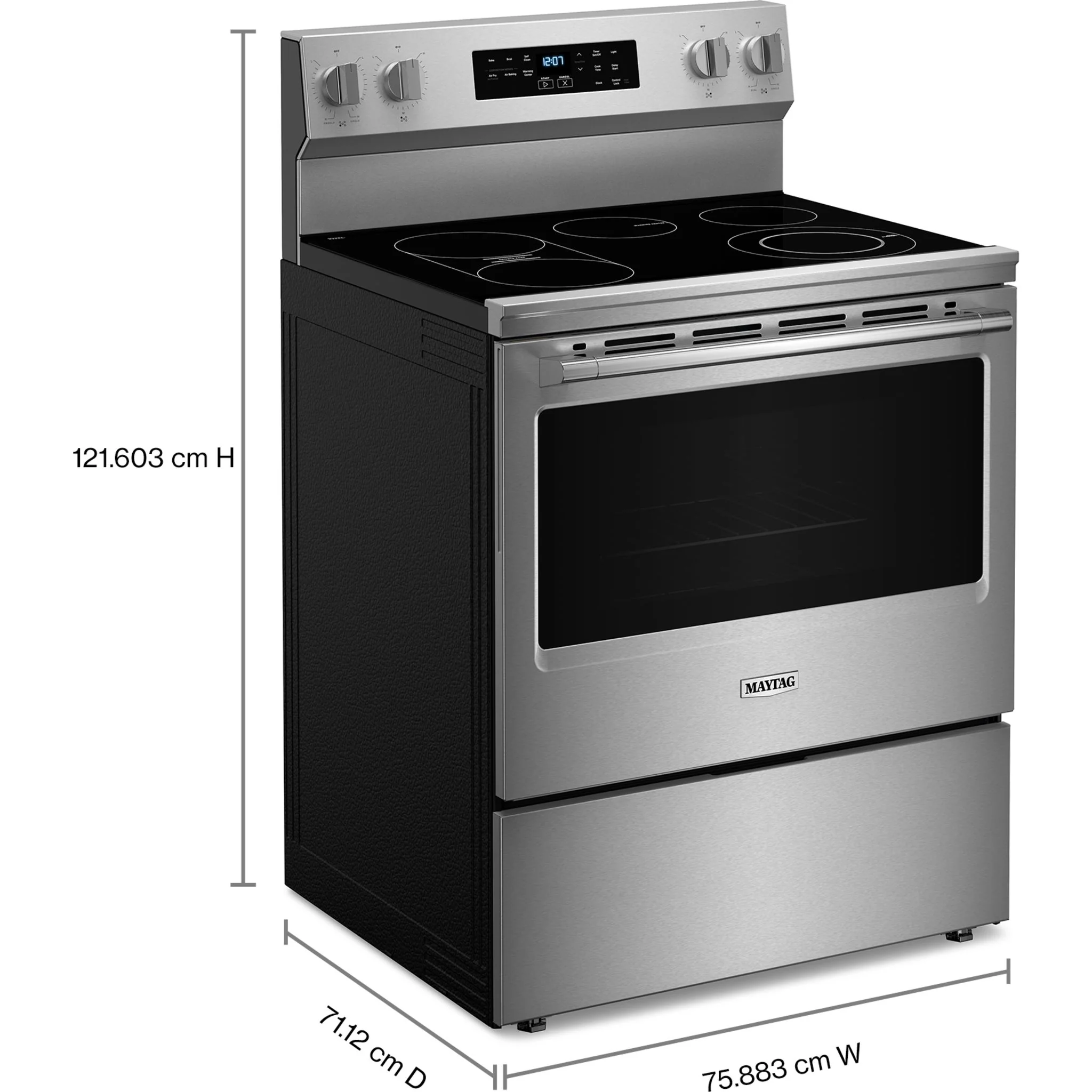 Maytag 30-Inch Convection Electric Range With No Preheat Air Fry and Air Baking - 5.3 Cu. Ft. -Fingerprint Resistant Stainless Steel (YMFES6030RZ) - Image 3