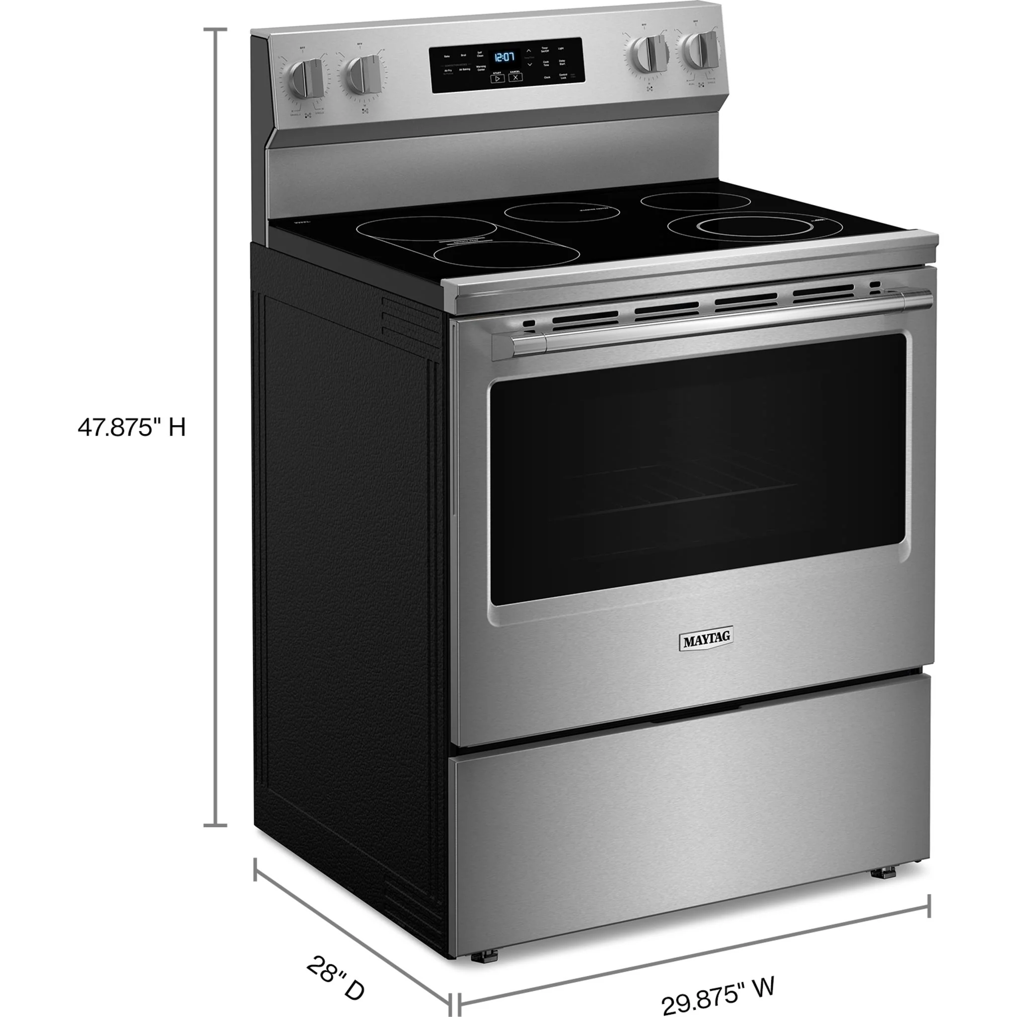 Maytag 30-Inch Convection Electric Range With No Preheat Air Fry and Air Baking - 5.3 Cu. Ft. -Fingerprint Resistant Stainless Steel (YMFES6030RZ) - Image 4