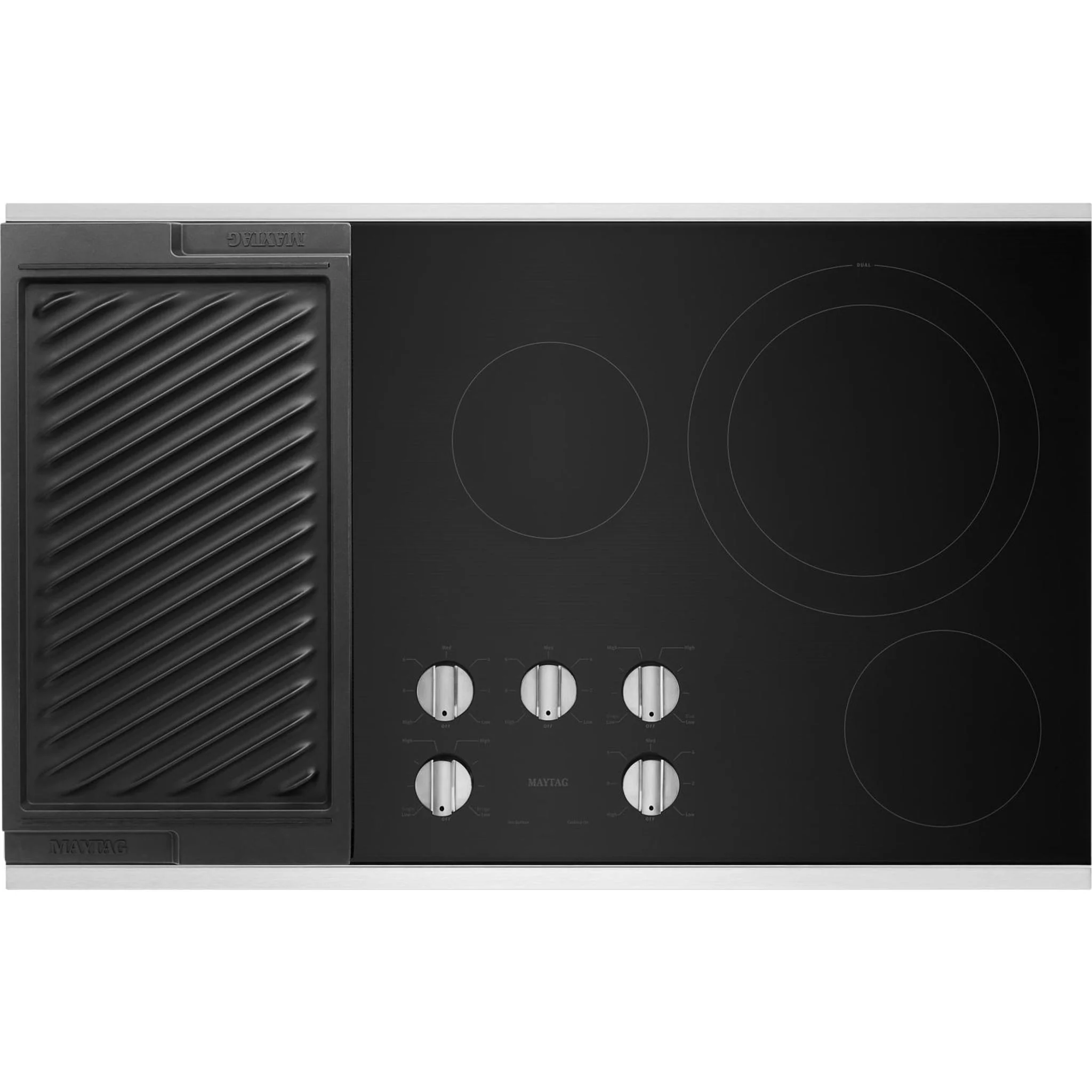 Maytag 36-Inch Electric Cooktop with Reversible Grill and Griddle -Stainless Steel (MEC8836HS) - Image 5