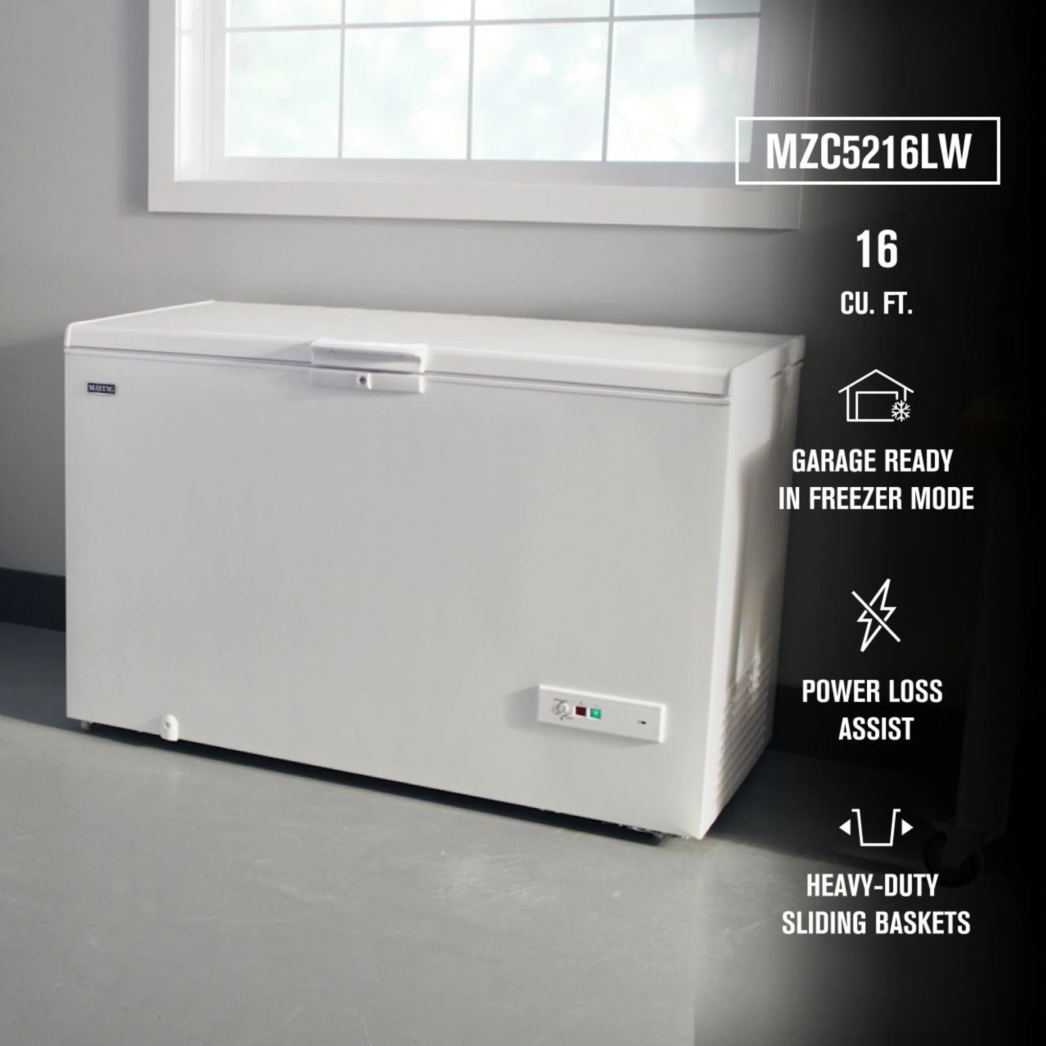 Maytag Garage Ready in Freezer Mode Chest Freezer - 16 cu. ft. -White (MZC5216LW) - Image 52